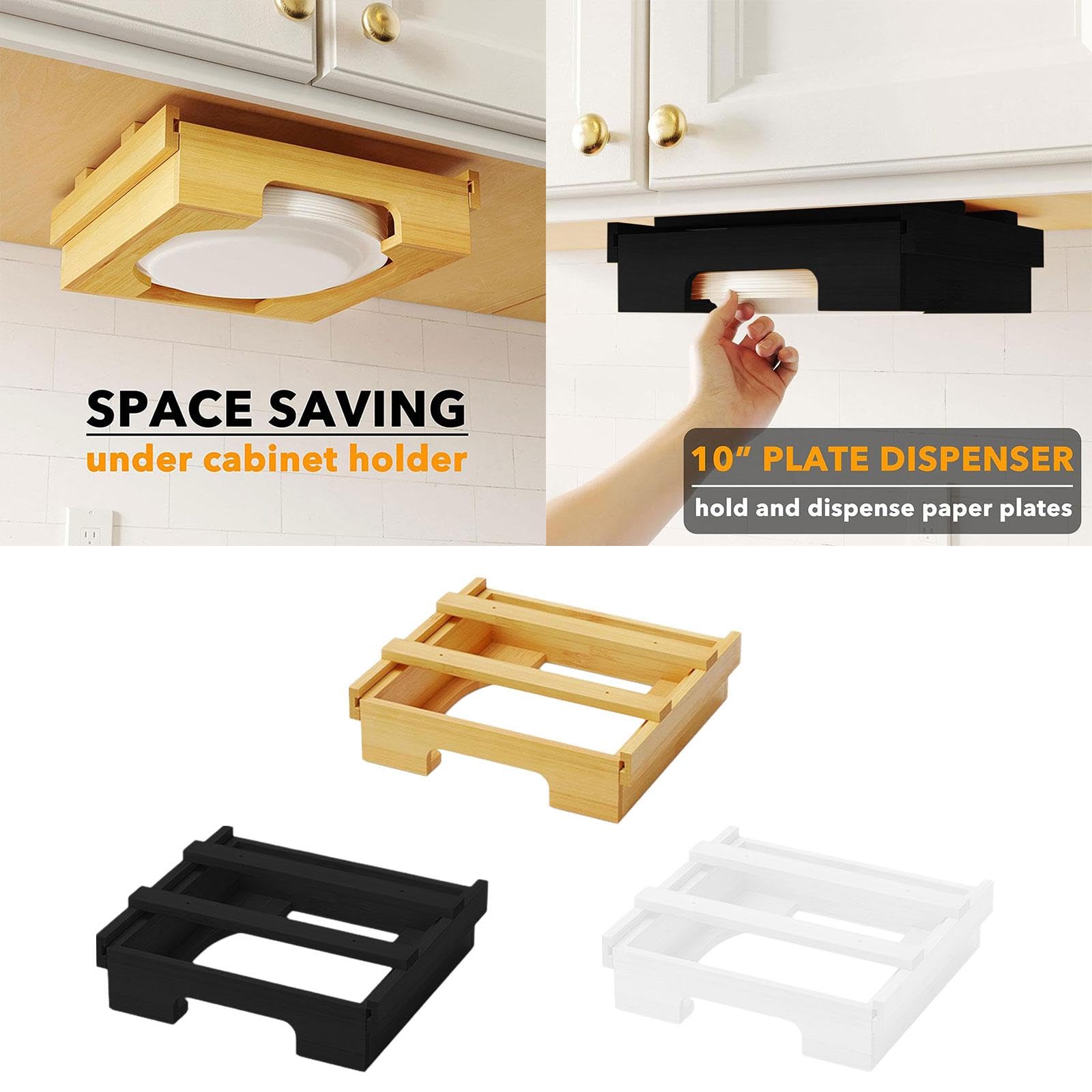 CALANDIS® Bamboo Plate Rack - 3-Tier Kitchen Organizer for Drawers & Pantry | Wooden Storage Shelf for Plates, Spices & Utensils | Space-Saving Home Organization Solution for Small Kitchens & Apartments