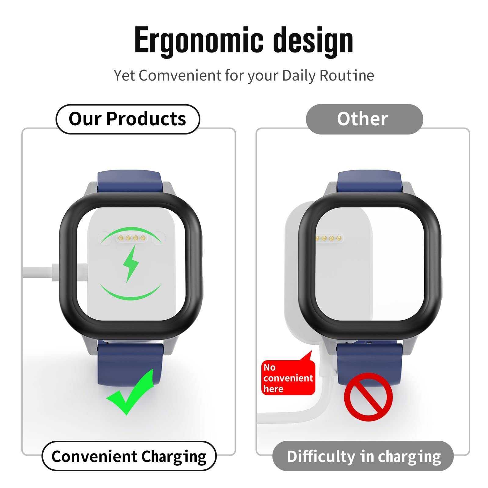 Gizmo Watch 2 Charging Dock - Fast Charger with 5ft Cable | White Color | Perfect for Kids' Smartwatch Charging at Home, School & Travel