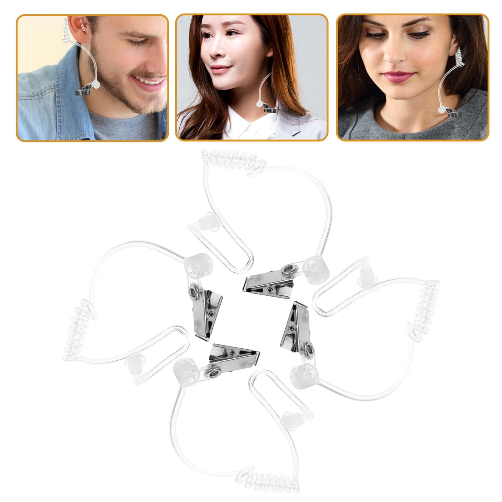 Gadpiparty 4pcs Clear Acoustic Tube Earpiece Replacement for Walkie Talkie Radio - Durable & Comfortable for Security, Construction, and Outdoor Communication