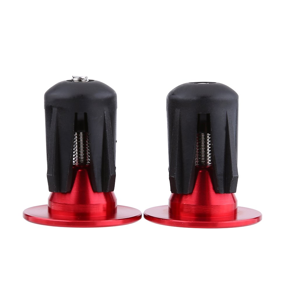 2pcs 22-24mm Aluminum Bike Handlebar End Plugs - Red Bar End Covers for Mountain & Road Bikes - Protect Handlebars & Enhance Grip for Cycling Safety