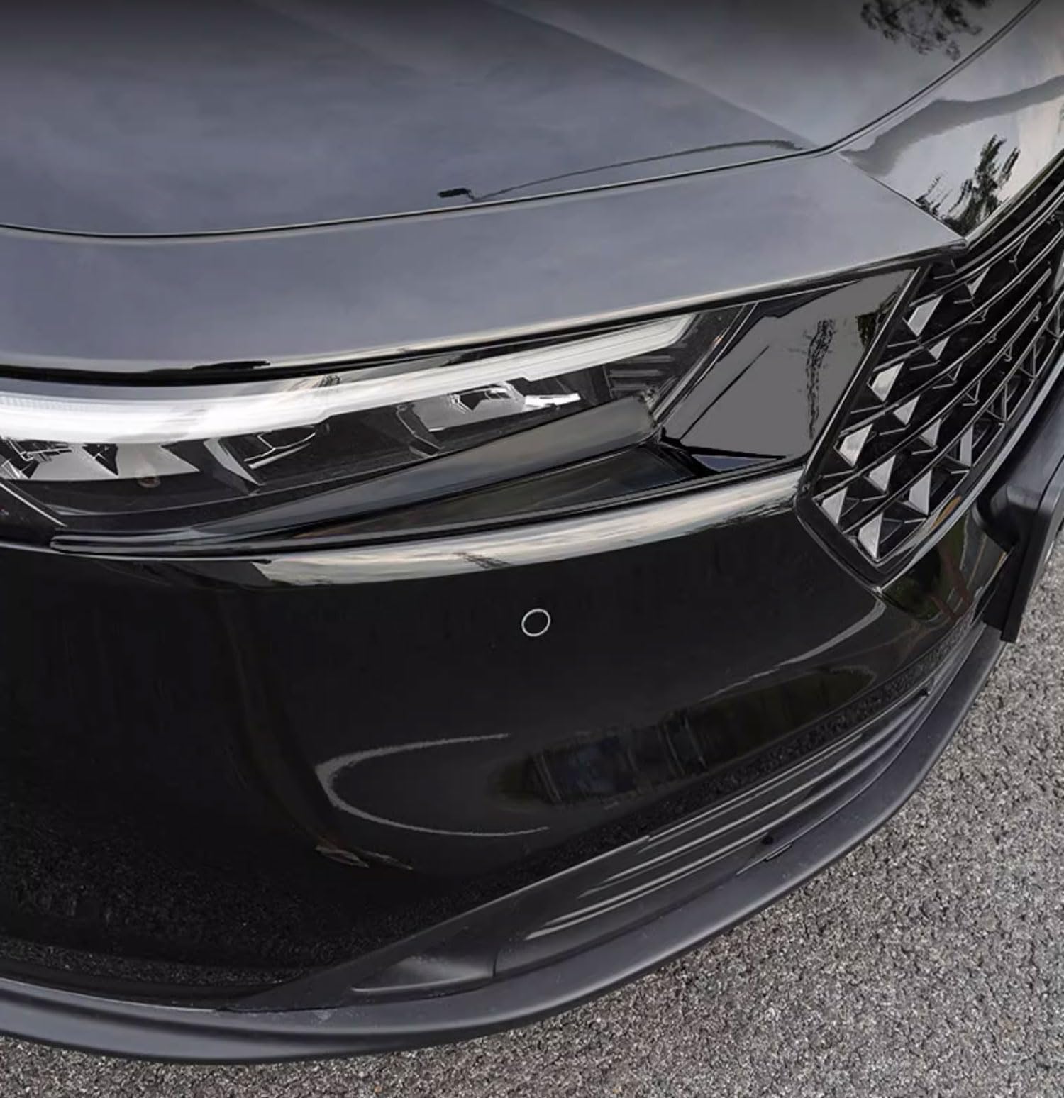 2023-2024 Honda Accord Front Headlight Eyelid Cover Trim - ABS Black Headlight Eyebrow Panel Sticker (2PCS) | Exterior Car Accessories for Enhanced Style & Night Driving Safety