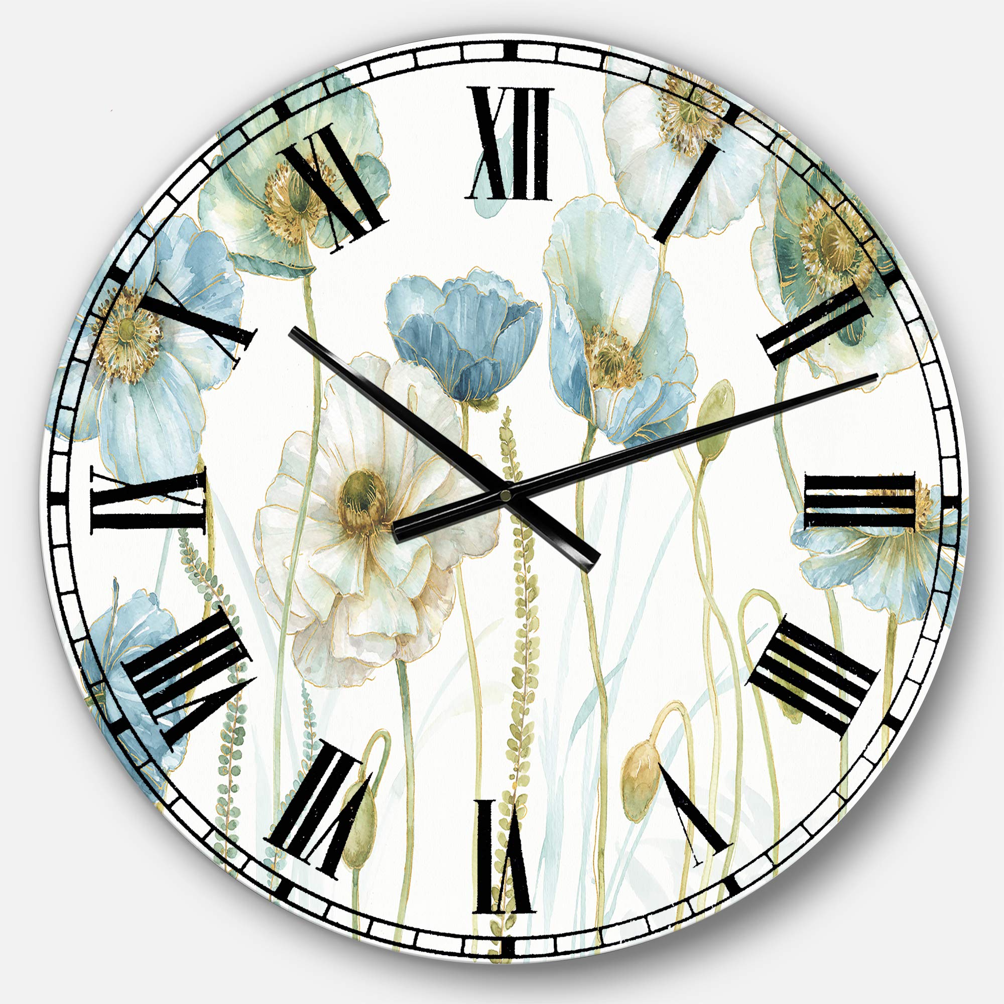 Designart My Greenhouse Cottage Flowers IV Traditional Round Wall Clock - Metal Wall Art Decor for Living Room, Bedroom, Office | Vintage Home Décor & Gift Idea for Housewarming, Birthday