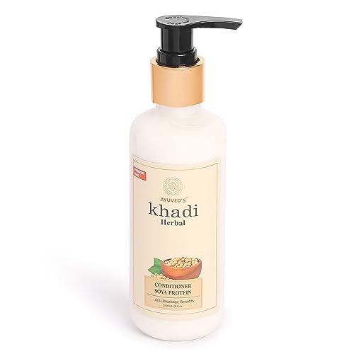 AYUVED'S KHADI Herbal Soya Protein Conditioner for Hair Loss Prevention - 200ml | Natural Ayurvedic Hair Care for Damaged & Thinning Hair | Perfect for Daily Use & Scalp Nourishment