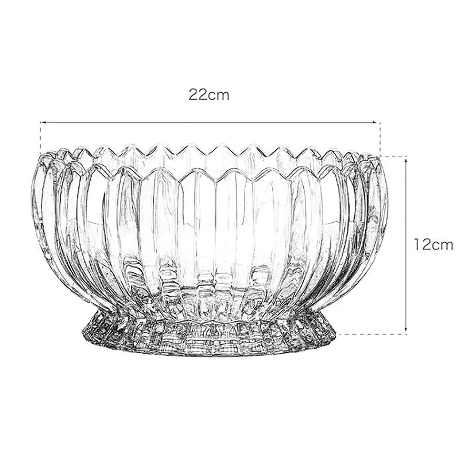 Elegant Clear Crystal Glass Salad Bowl - 22x12cm (9x5inch) Multipurpose Serving Dish for Fruits, Snacks, Desserts | Perfect for Home Decor, Office Parties & Wedding Centerpieces