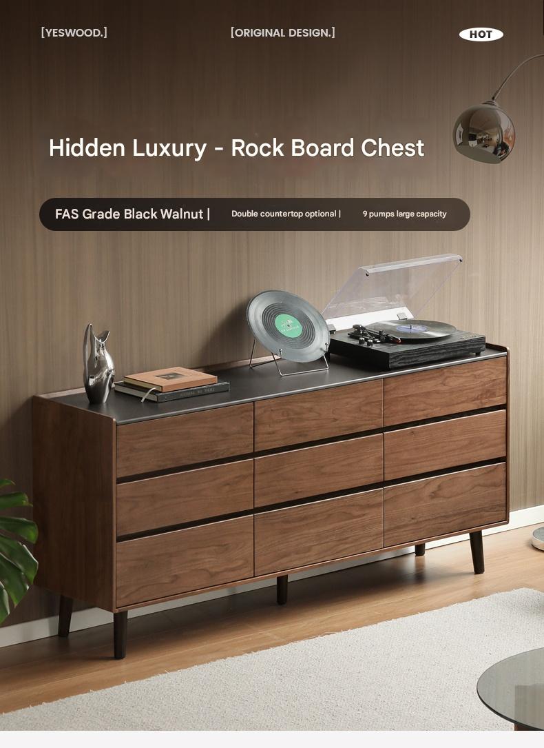 Premium Black Walnut Solid Wood Italian Style Luxury Dresser - Elegant Bedroom Storage Solution for Master Bedrooms & Guest Rooms