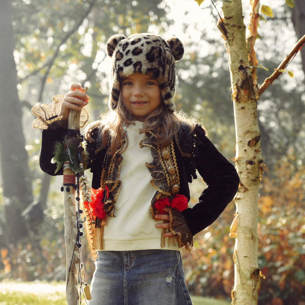 Barts Doozy Earflap Leopard Winter Hat for Kids - Soft & Warm Fleece Lined Beanie, Adjustable Fit for Babies & Toddlers Up to 4 Years (50cm Head Circumference) - Perfect for Snow Play, Skiing & Cold Weather Outdoor Activities