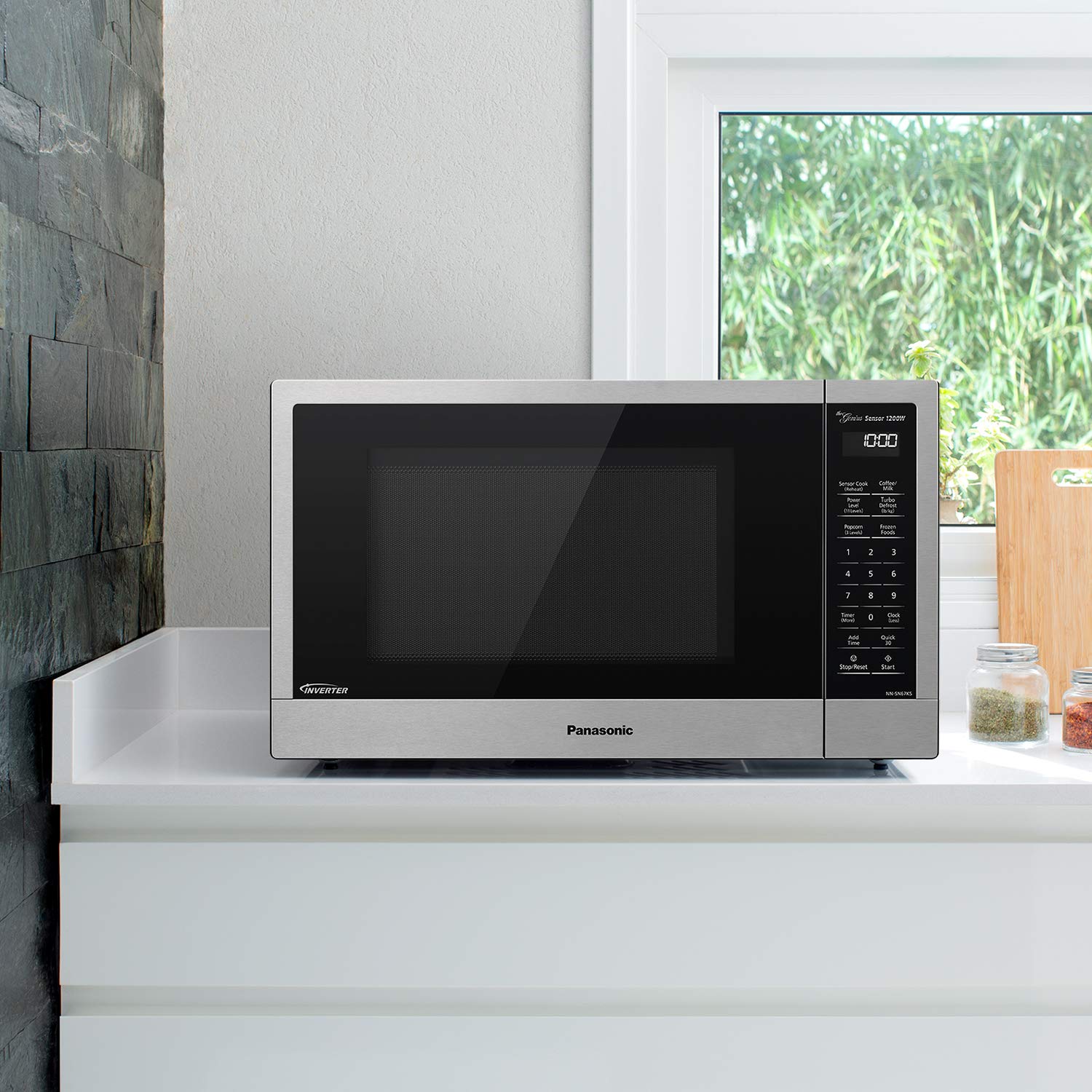 Panasonic NN-SN67K 1.2 cu.ft Stainless Steel Countertop Microwave Oven - Perfect for Small Kitchens, Dorms & Office Break Rooms