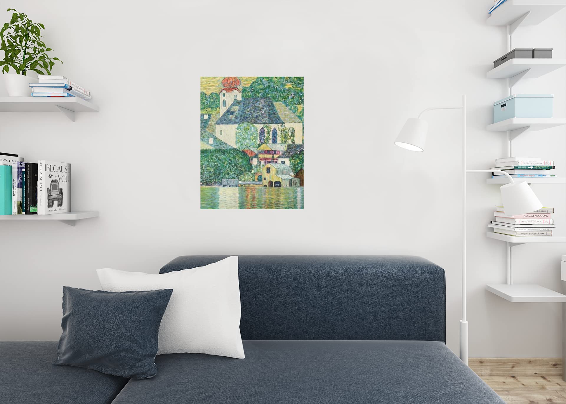 Gustav Klimt Church in Unterach on Lake Attersee Art Nouveau Fine Art Print - 24x36 Landscape Wall Poster for Living Room, Bedroom & Office Decor - Abstract Nature Painting Reproduction