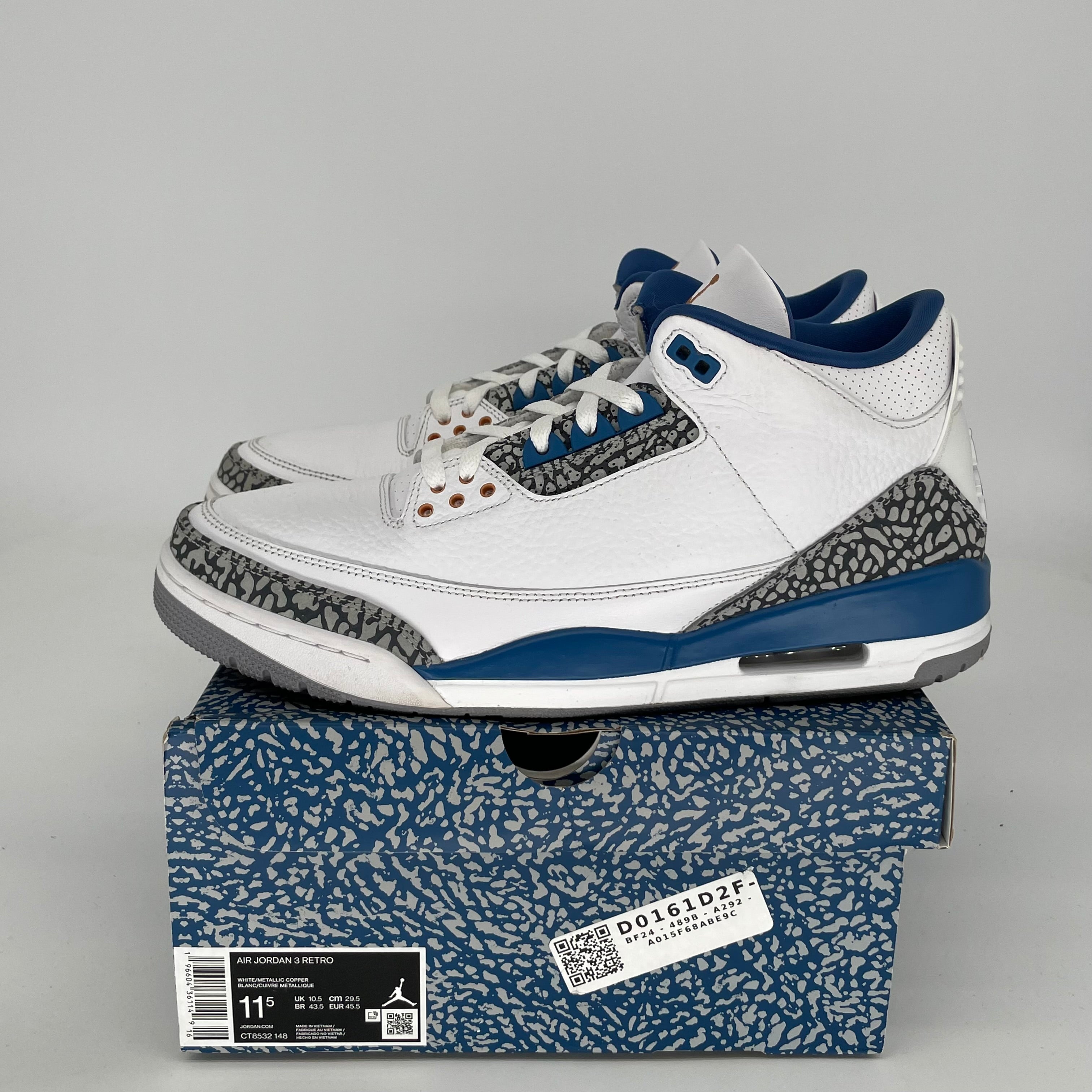 AIR JORDAN 3 Retro WIZARDS Basketball Shoes Men's Size 11.5 - Authentic CT8532-148 for Sneaker Collectors & Streetwear Fashion