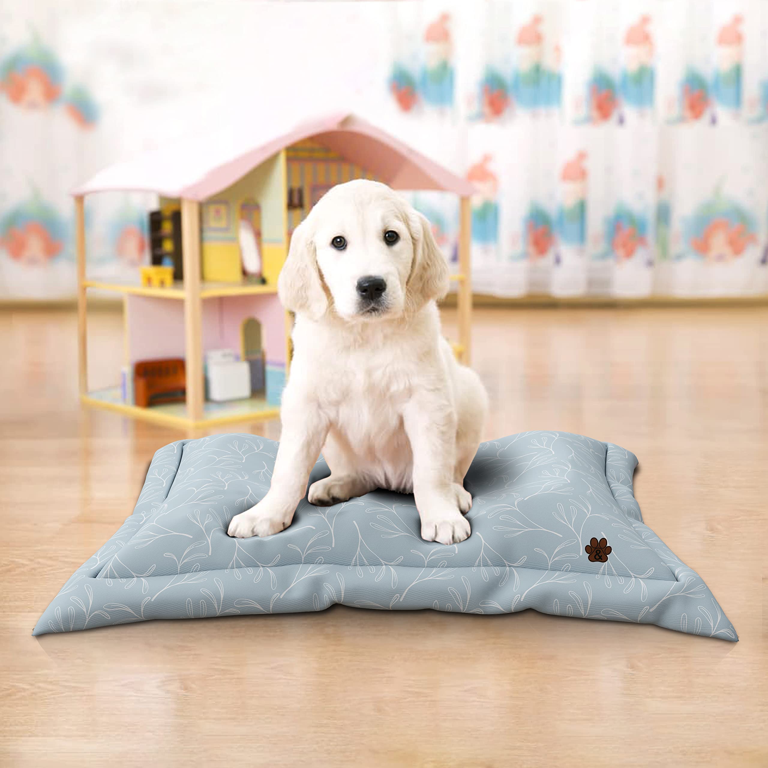 Non-Slip Dog Bed Mat for Large, Medium & Small Dogs & Cats - Washable Pet Mattress with Anti-Skid Bottom (Pattern 07, Large Size) - Perfect for Crates, Floors & Sofas
