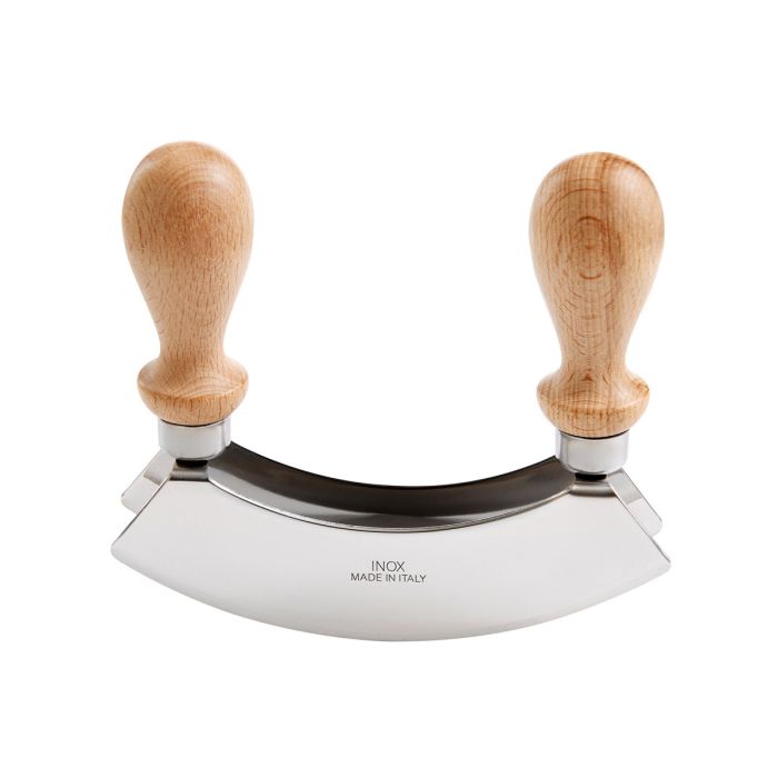 Fantes Aunt Marisa's 5.5-inch Double Mezzaluna Rocking Knife - Premium Stainless Steel Herb Chopper & Vegetable Cutter - Perfect for Mincing Garlic, Parsley & Pizza Toppings - Ideal for Home Chefs & Italian Cooking