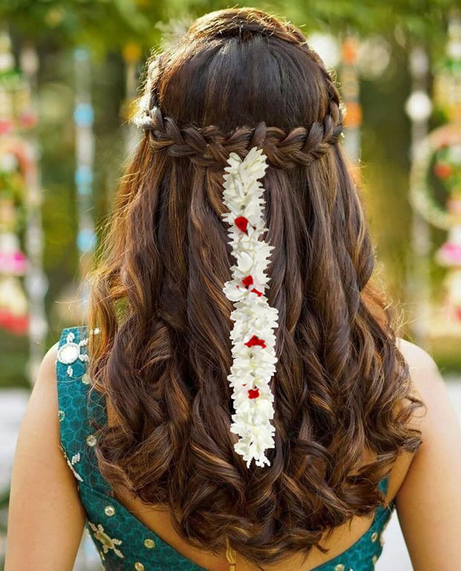 Reusable Long-Lasting Artificial Flower Gajra Hair Bun Accessories for Women & Girls - Shining Bridal & Party Hair Jewelry (Pack of 2) - Perfect for Weddings, Festivals & Special Occasions