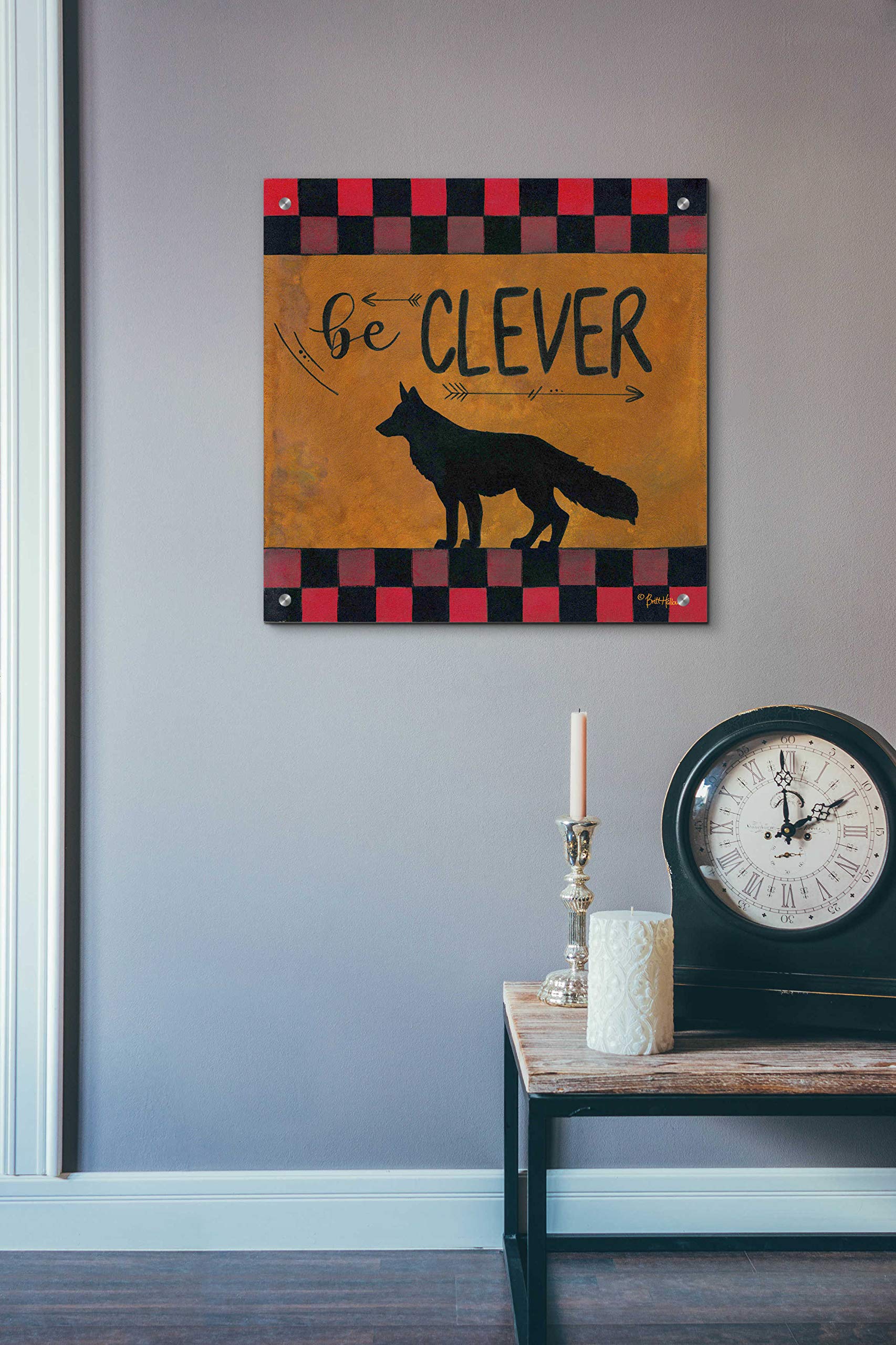 Epic Art 'Be Clever' by Britt Hallowell - 24x24 Inch Acrylic Glass Wall Decor - Modern Abstract Painting for Living Room, Office & Bedroom