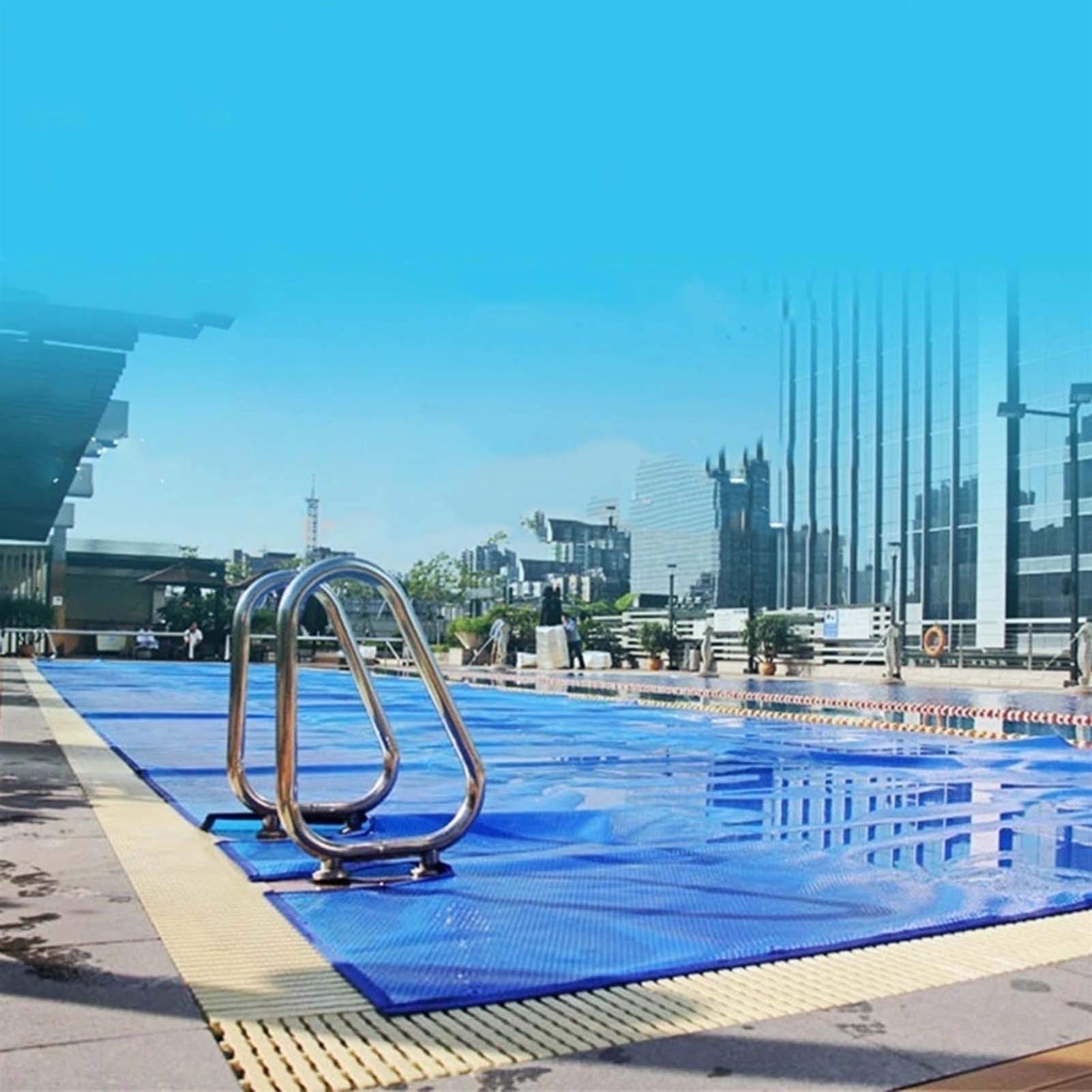 400µm Thick Rectangular Solar Pool Cover with Grommets - Thermal Bubble Floating Blanket for Above Ground Pools (4m x 5m / 13ft×16ft) - Summer & Winter Swimming Protection, Energy Saving & Heat Retention