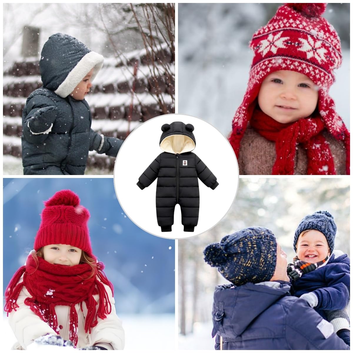 Baby Winter Snowsuit for Boys & Girls - Newborn Winter Coat & Toddler Snow Wear | Warm Outerwear for Snow Play, Sledding & Cold Weather