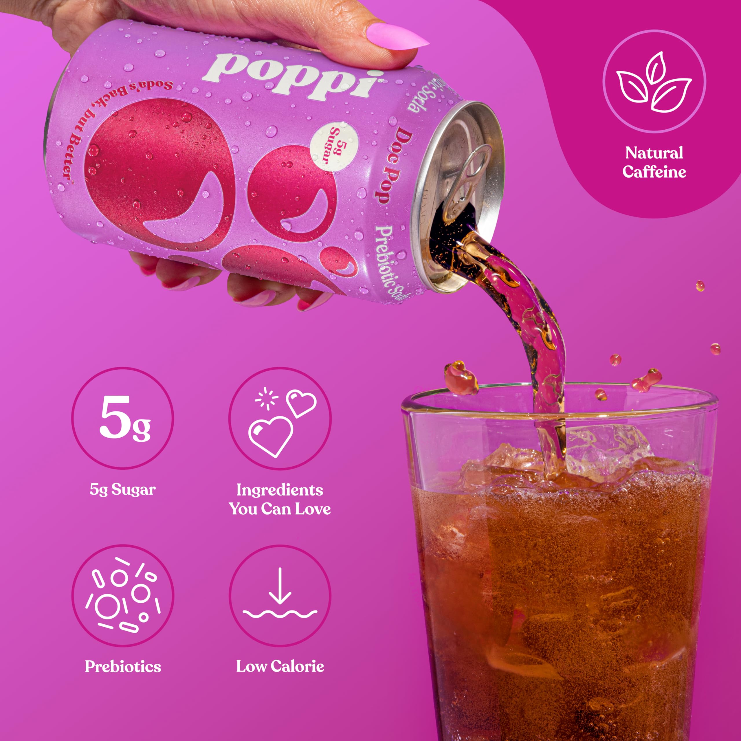 Poppi Sparkling Prebiotic Soda with Apple Cider Vinegar - 12 Pack (12 Fl Oz Cans, Doc Pop Flavor) | Refreshing Probiotic Drink with Fruit Juice & Seltzer Water | Perfect for Gut Health, Weight Management & Healthy Lifestyle