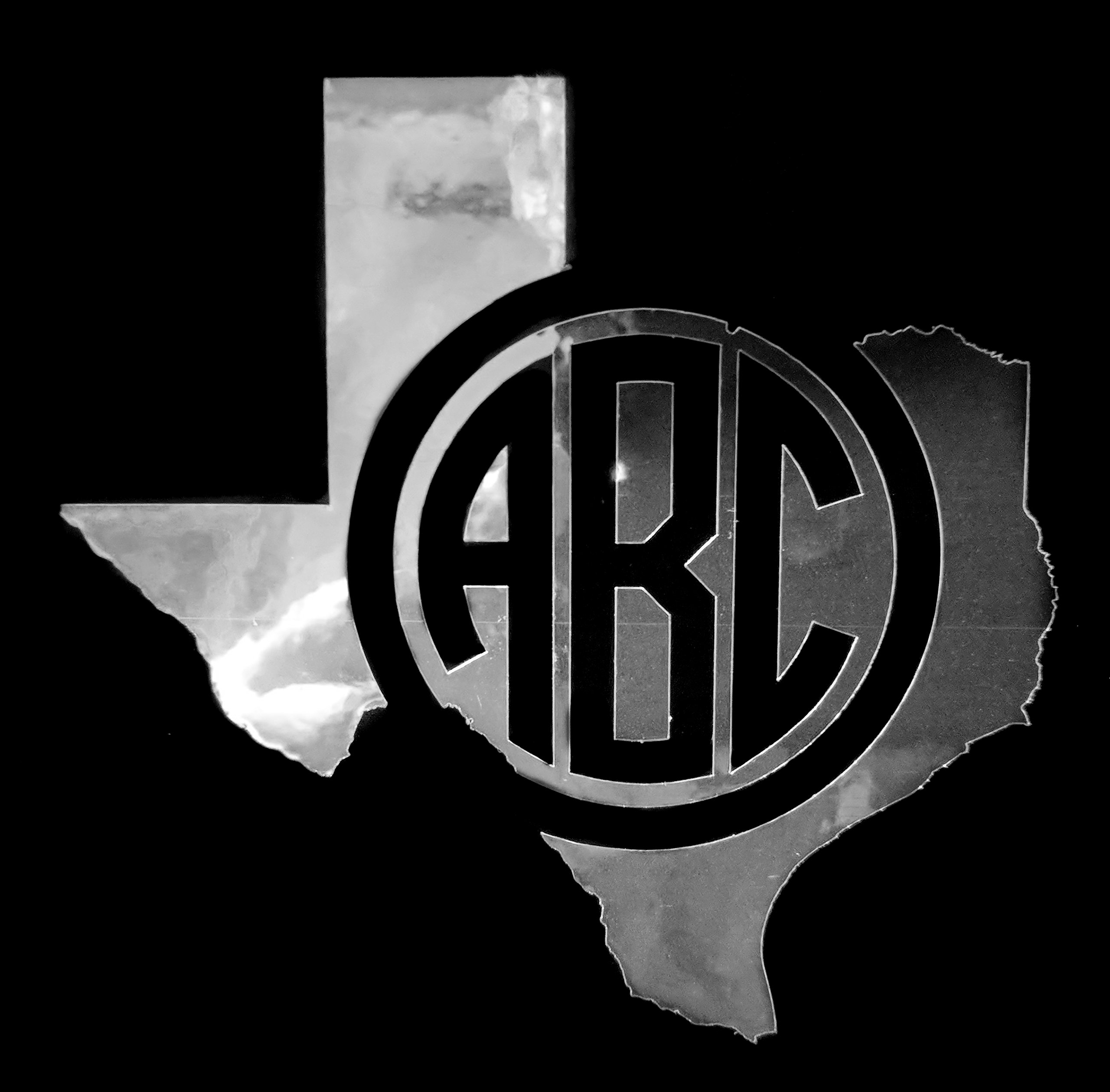 Custom Metallic Texas Circle Monogram Letter Initial Sticker Decal - 6