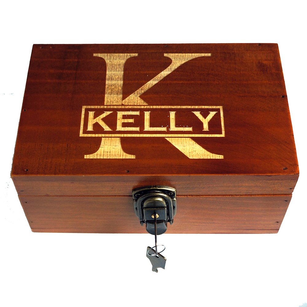 Personalized Wooden Jewelry Box w Lock - Bridesmaid Gift for Weddings & Anniversaries