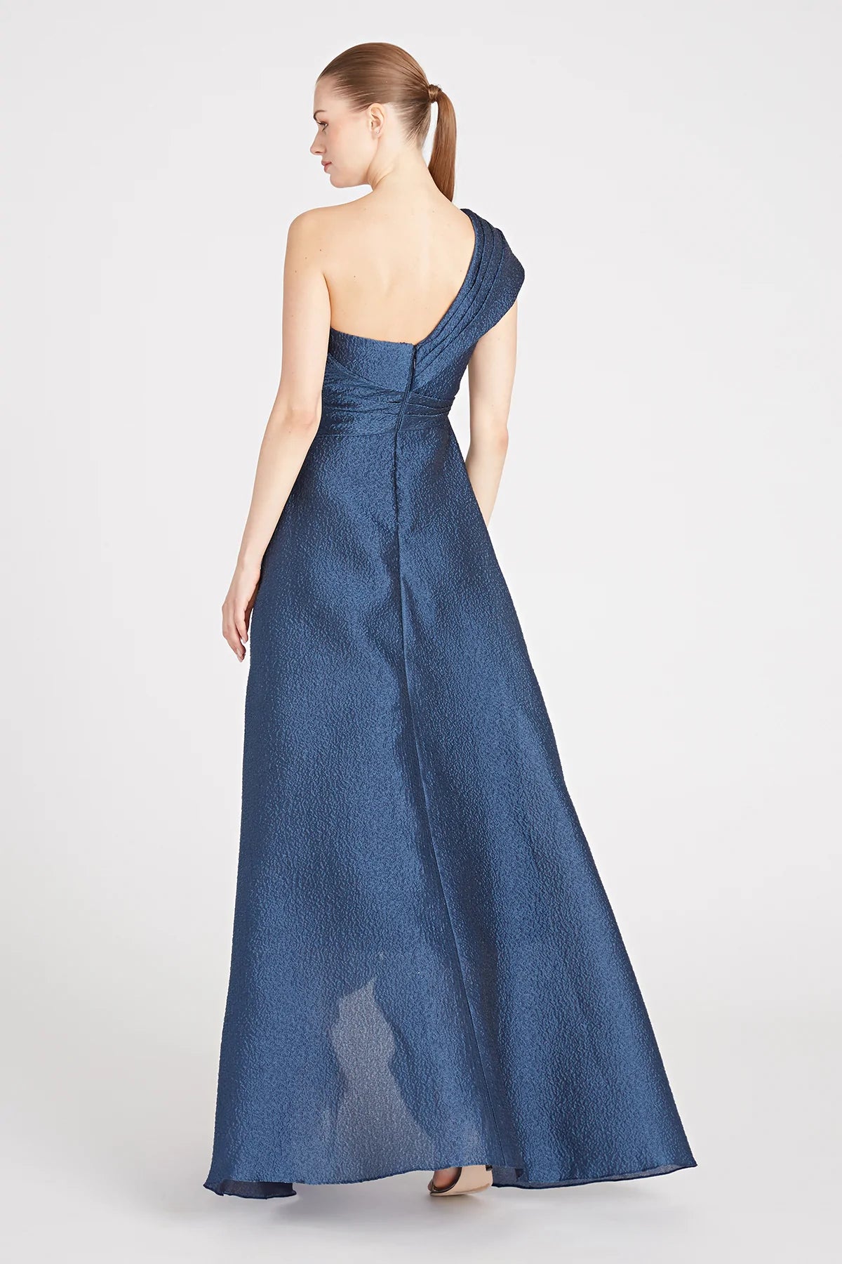 Edith High Low A Line Gown - Elegant Navy Blue Formal Dress for Women | Perfect for Weddings, Prom & Evening Parties
