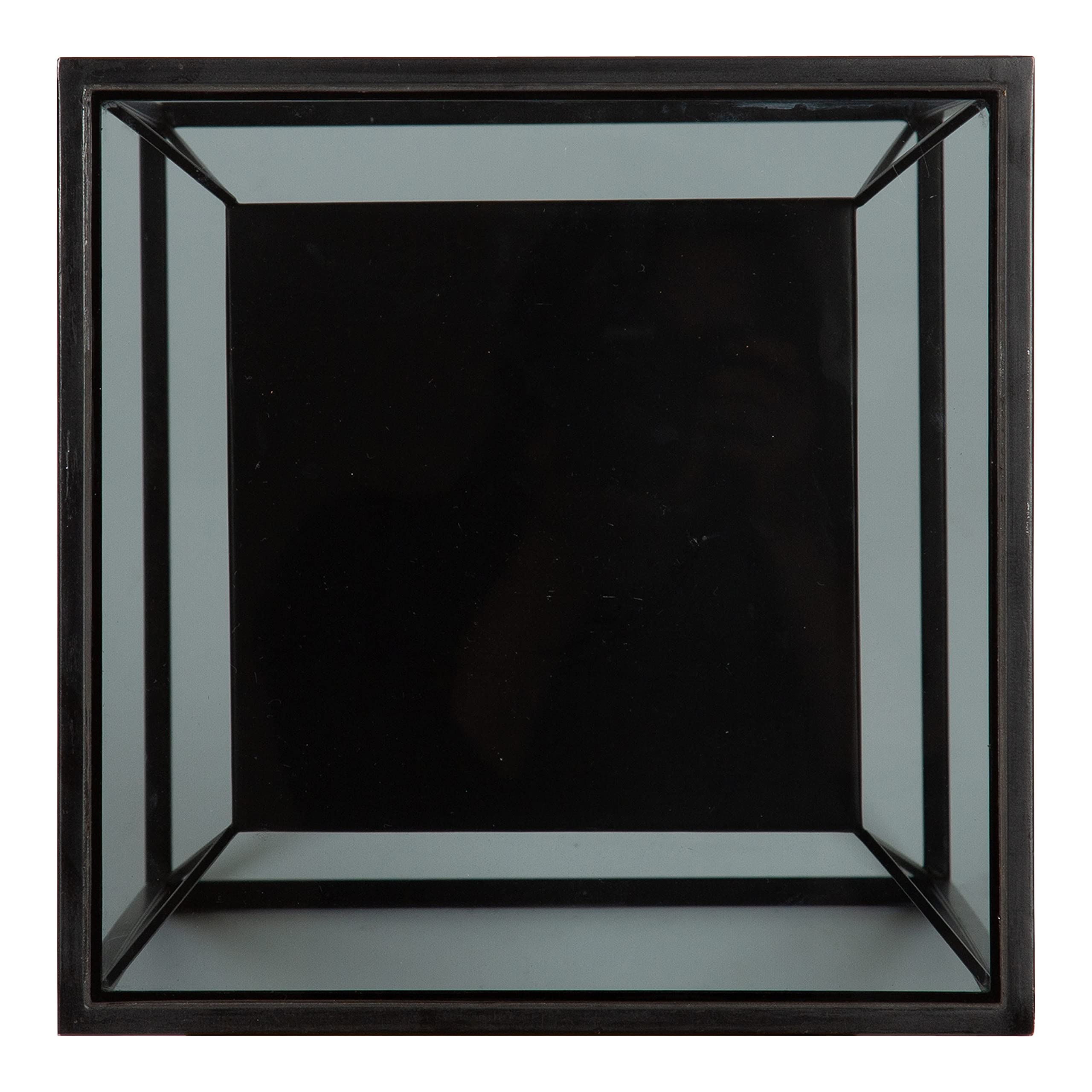 Kate & Laurel Knight Modern Square Glass Side Table - 12x12x24 Inches, Black Two-Tier Nightstand with Storage Shelf | Bedroom End Table, Living Room Accent Table, Dorm Decor
