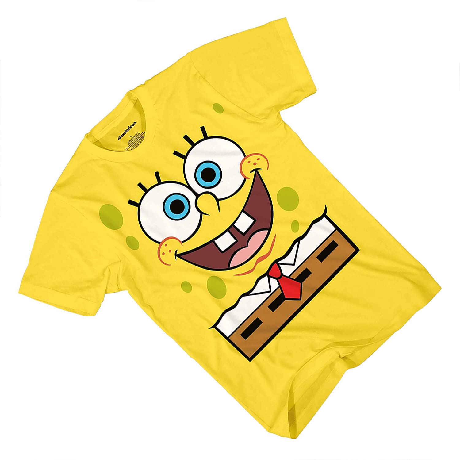 Spongebob Squarepants Classic Big Face Graphic T-Shirt - Cartoon Character Costume Tee for Cosplay & Halloween