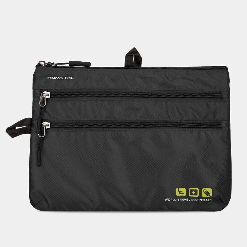 Travelon World Travel Essentials Seat Pack Organizer - Compact Car Seat Organizer with Multiple Pockets for Road Trips, Airplane Travel & Daily Commute