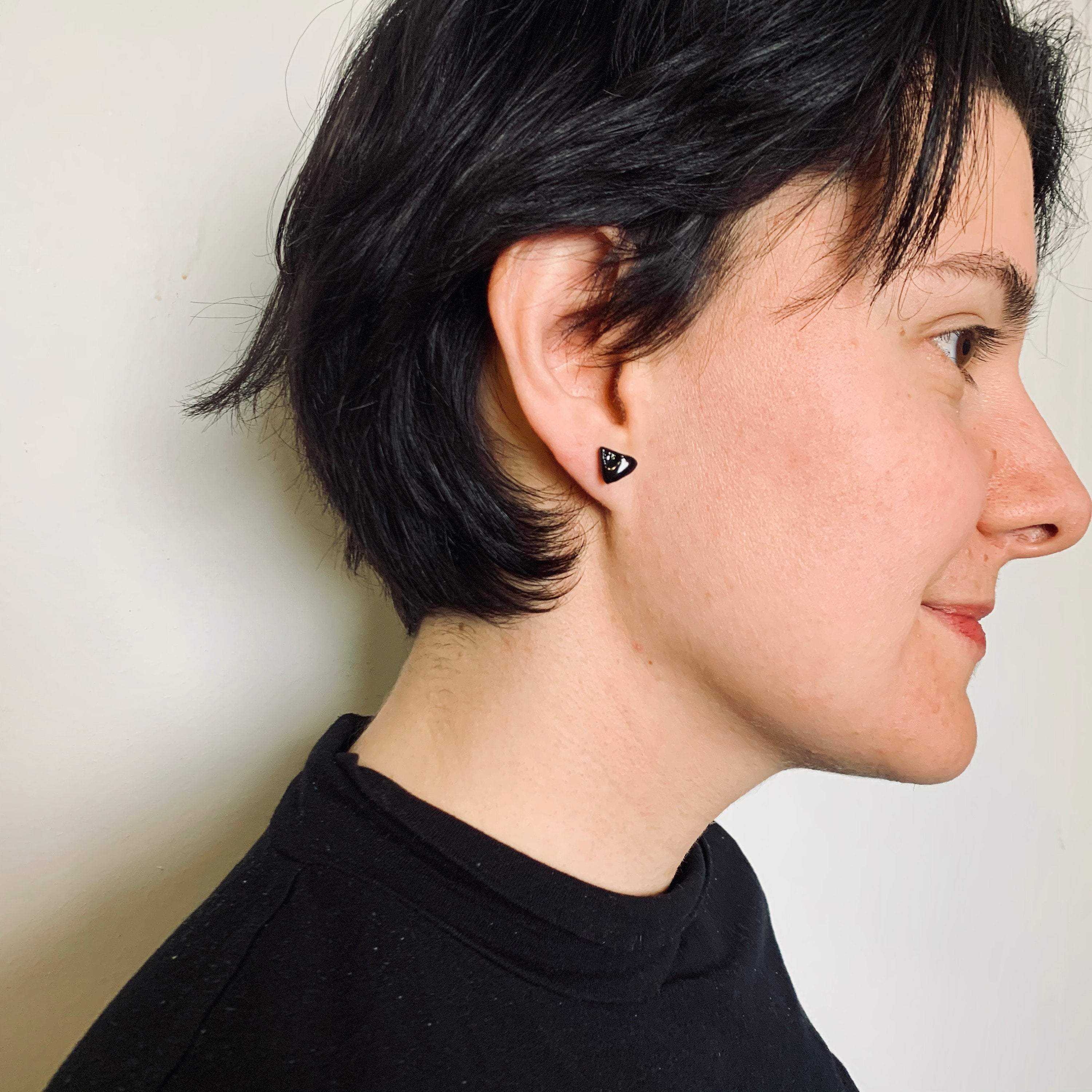 Black Tourmaline Stud Earrings for Women - Hypoallergenic Post Earrings for Everyday Wear | Perfect for Work, Date Night & Special Occasions