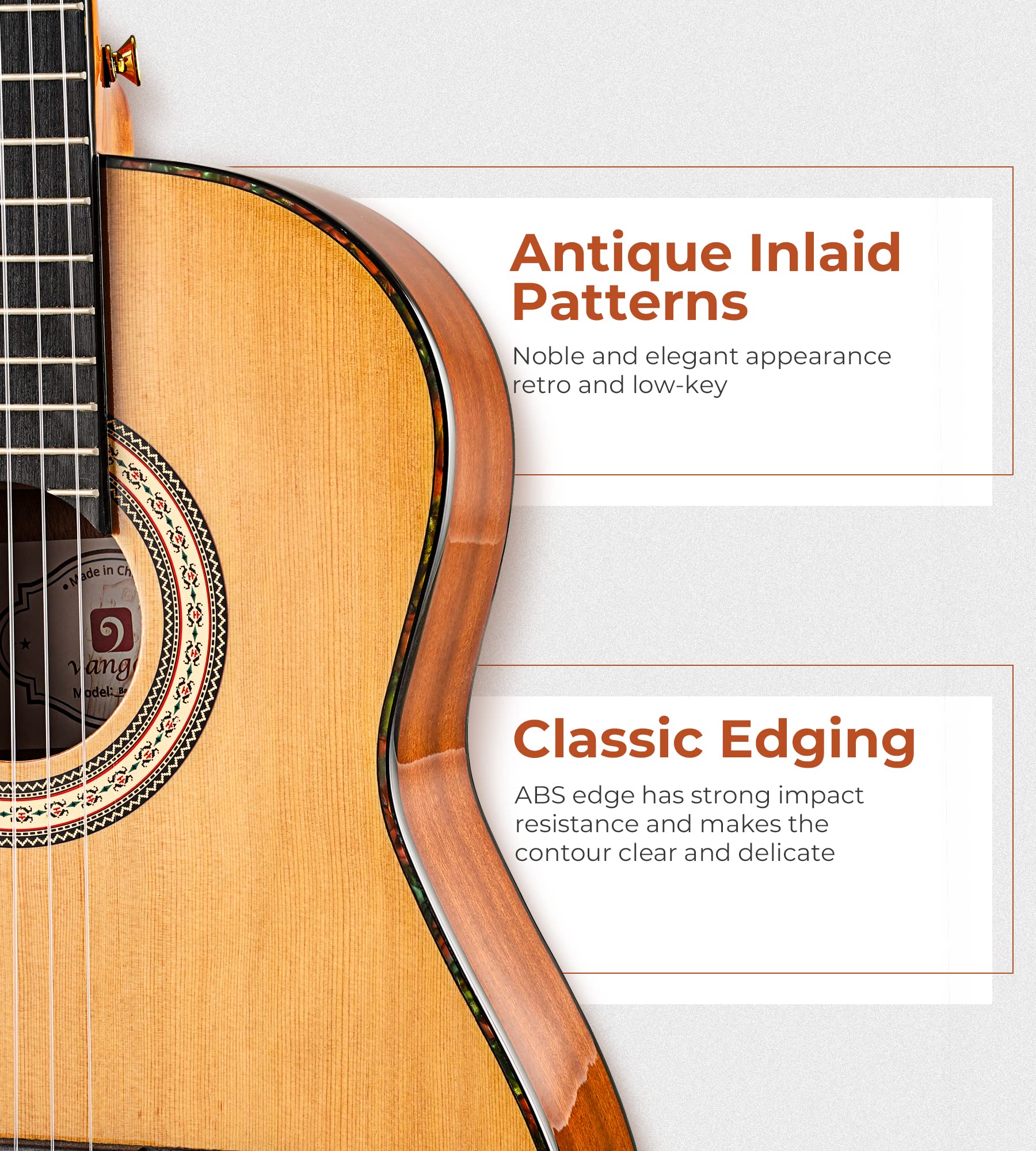 Vangoa 39 Inch Full Size 4/4 Spanish Style Classical Guitar with Solid Cedar Top & Nylon Strings - Perfect for Beginner Adults | Ideal for Music Lessons, Home Practice & Live Performances
