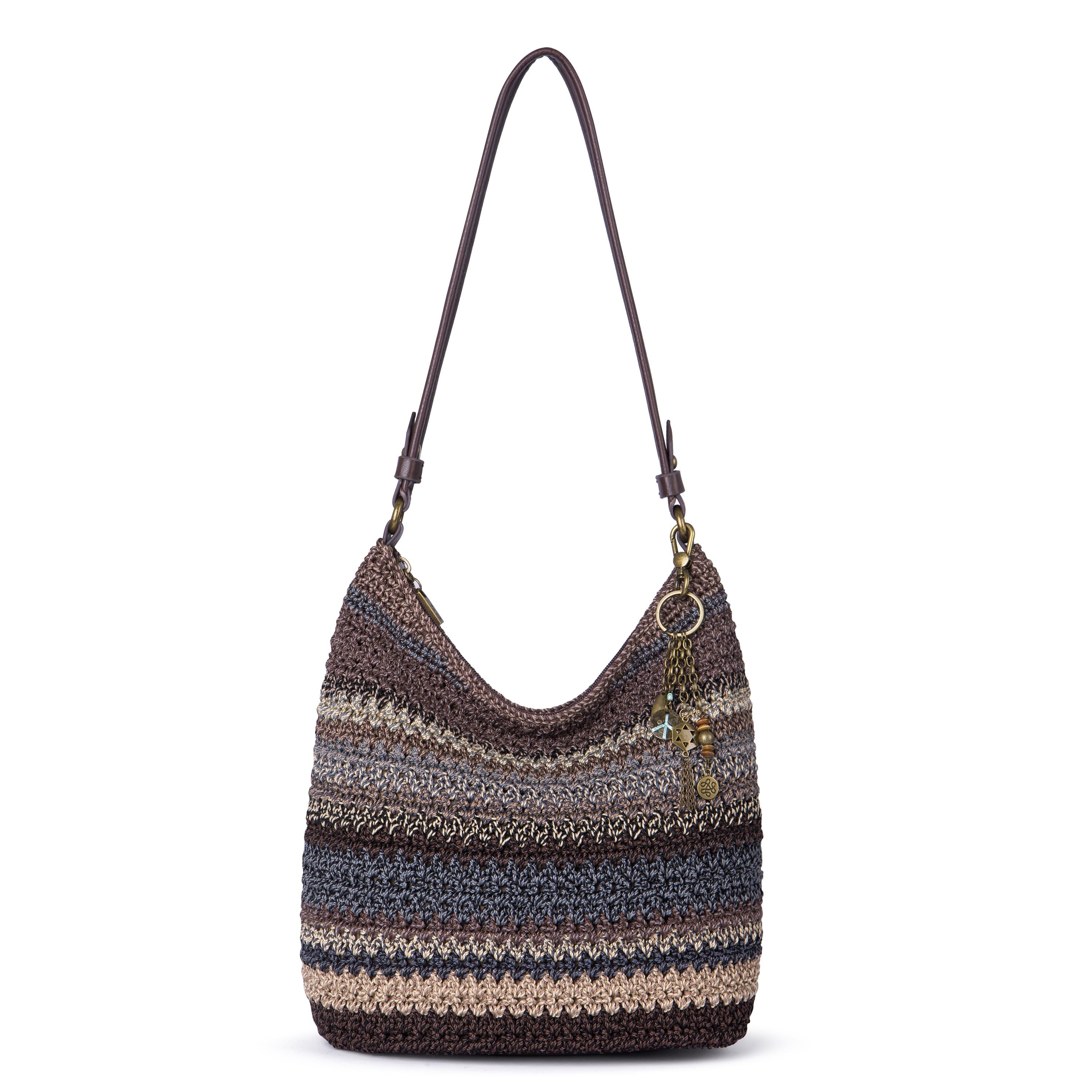 Handmade Sequoia Hobo Bag - Crochet Aspen Stripe Design - Perfect for Casual Outings, Beach Trips, and Boho Fashion Accessories