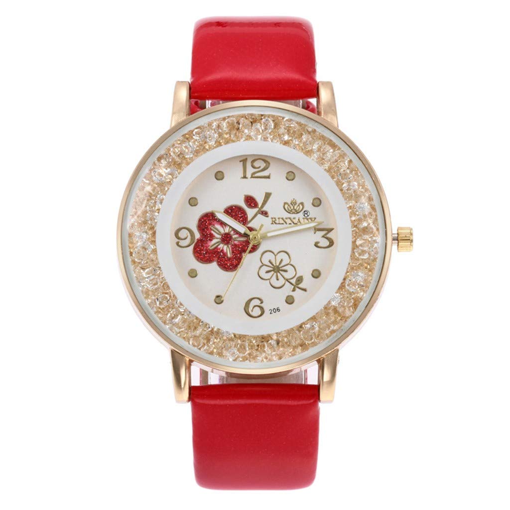 Women's Casual Quartz Watch with Floral Dial & Leather Strap - Perfect for Daily Wear & Gifts