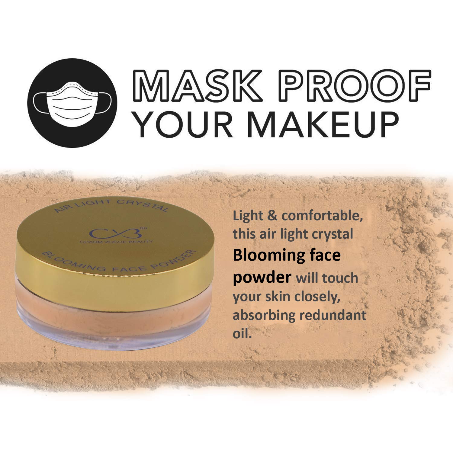 CVB C54 Blooming Loose Face Powder - Air Light Crystal Oil Control Powder for Buildable Full Coverage & Matte Finish (Shade 4, 15g) | Perfect for Daily Makeup, Oily Skin Control & Long-Lasting Matte Look