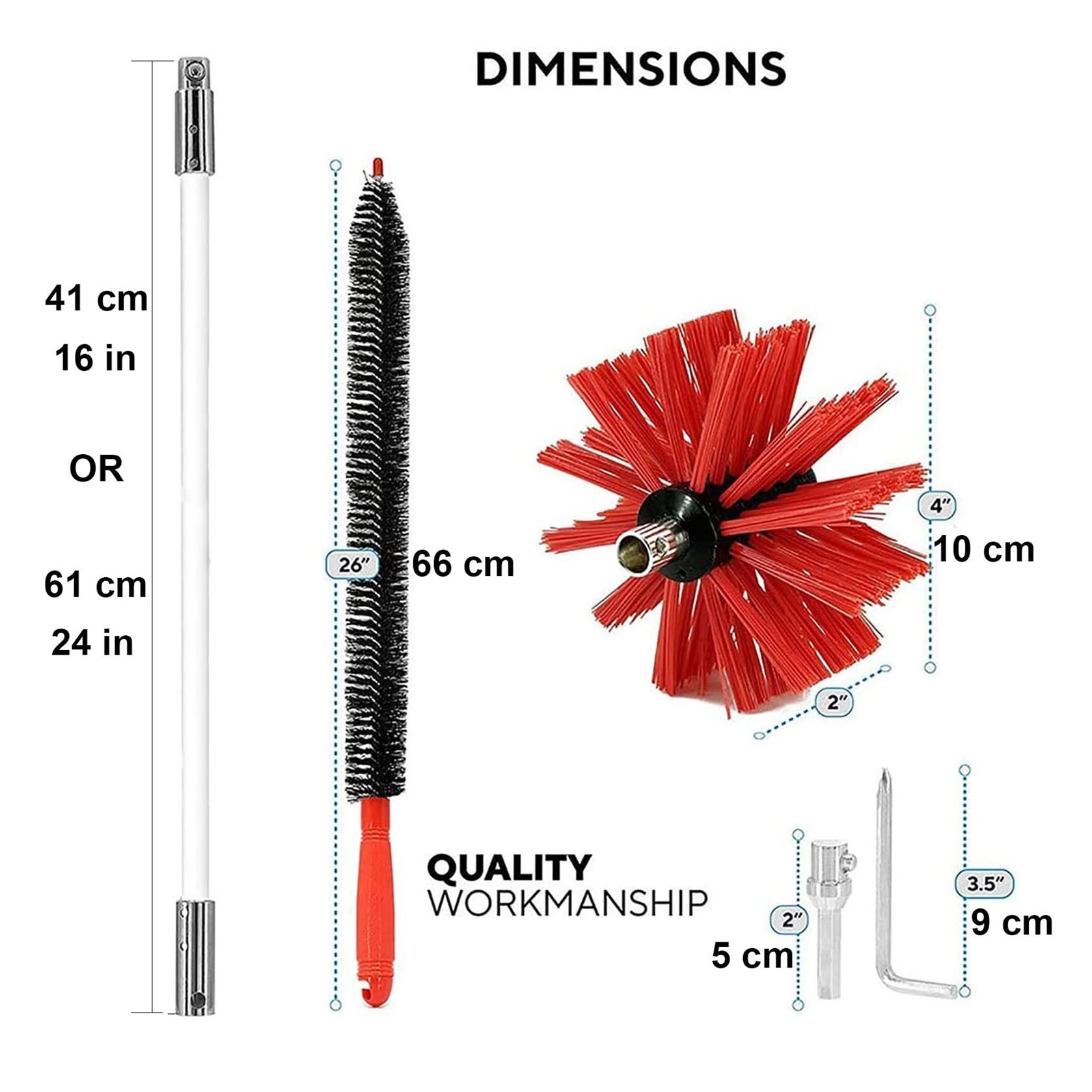 Professional Chimney Sweep Kit with 15 Flexible Rods (610mm) - Dryer Vent Cleaning Brush, Rotary Chimney Cleaner & Radiator Brush for Home Maintenance | Perfect for Fireplace, HVAC & Appliance Vent Cleaning