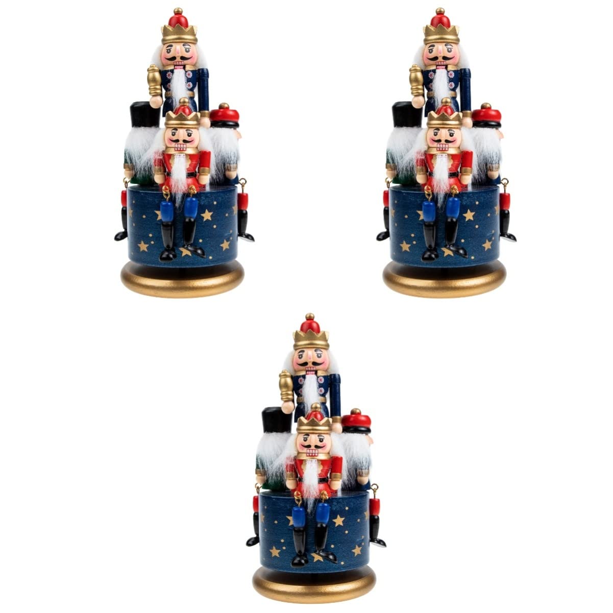 ABOOFAN 3-Piece Musical Nutcracker Soldier Set - Christmas Rotating Music Box with Festive Melodies | Perfect for Holiday Decor, Gift Giving & Christmas Tree Ornaments