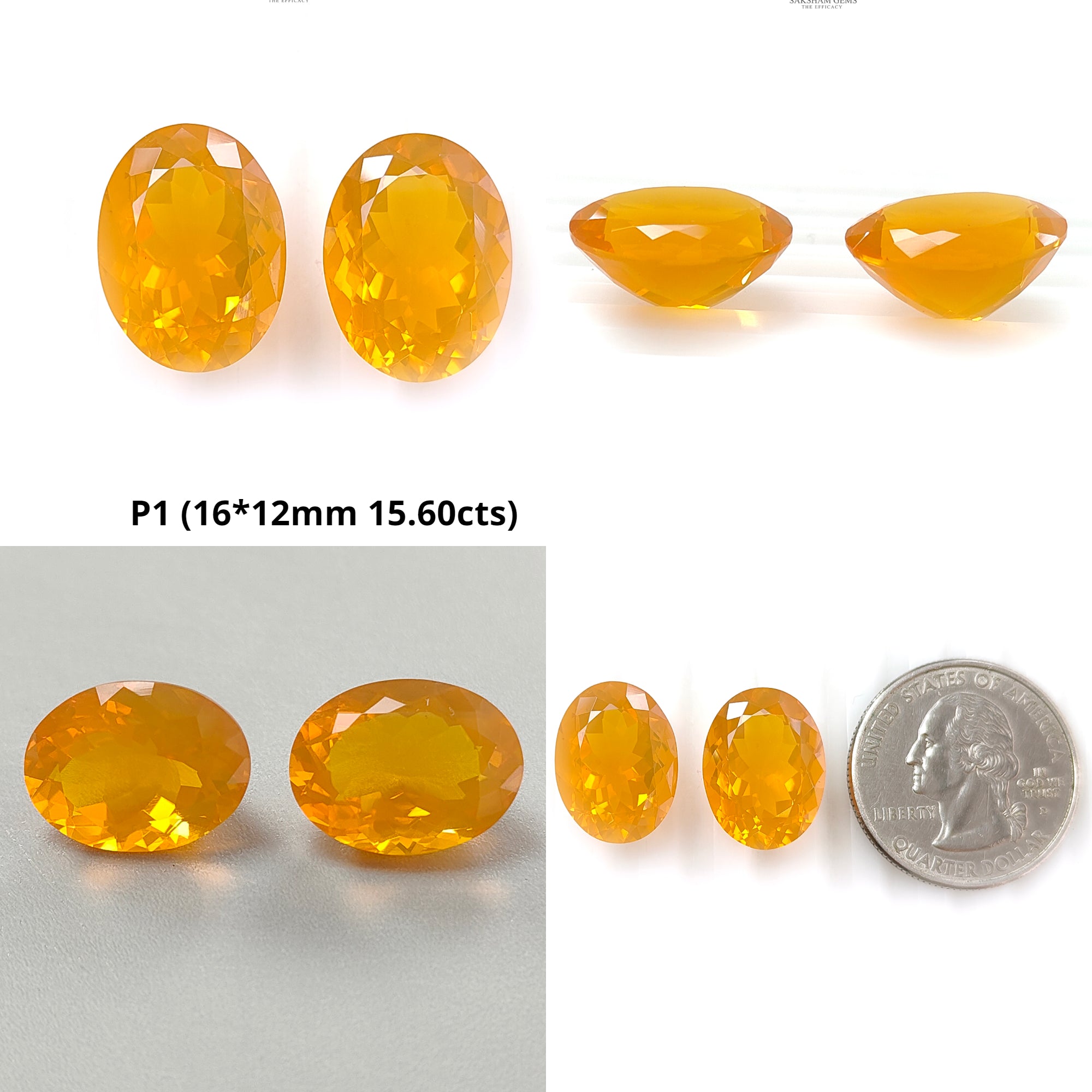 Natural Certified Mexican Yellow Fire Opal Gemstone - 16x12mm Oval Faceted Cut, Untreated Pair for Jewelry Making | Perfect for Rings, Earrings & Pendants