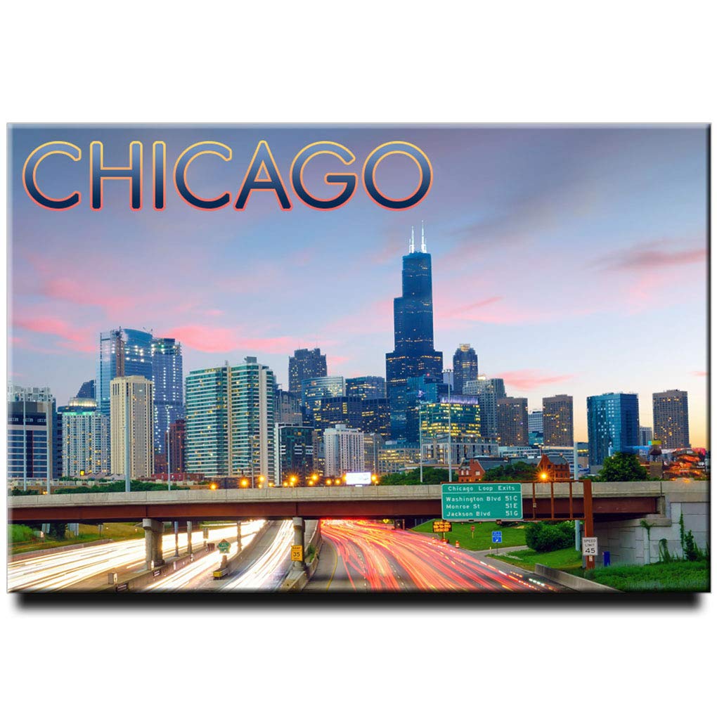 Chicago Skyline Fridge Magnet - Willis Tower Souvenir from Illinois, Perfect for Travel Gifts & Home Decor