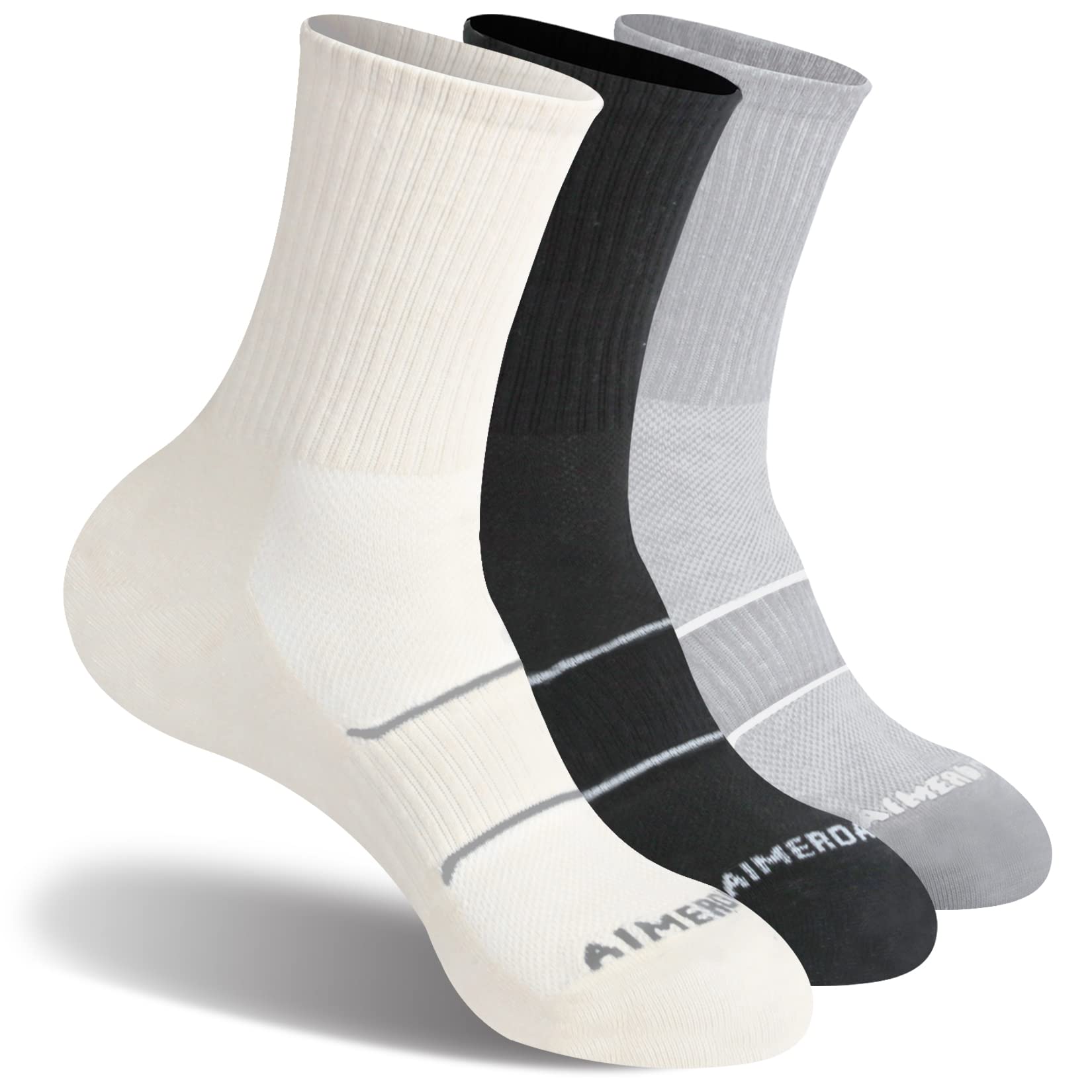 Aimerday Women's Performance Crew Socks - Arch Support Compression Athletic Running Socks - Breathable Quarter-Length Sports Socks for Running, Workout & Active Lifestyle