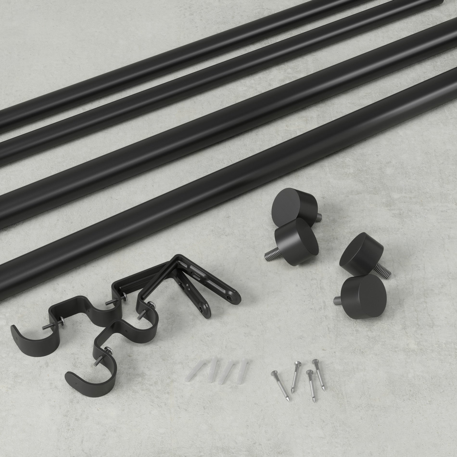 Premium Cappa Double Curtain Rod Set - Adjustable Tension for Windows, Black Finish - Perfect for Layered Drapes, Sheer & Blackout Curtains in Living Room & Bedroom