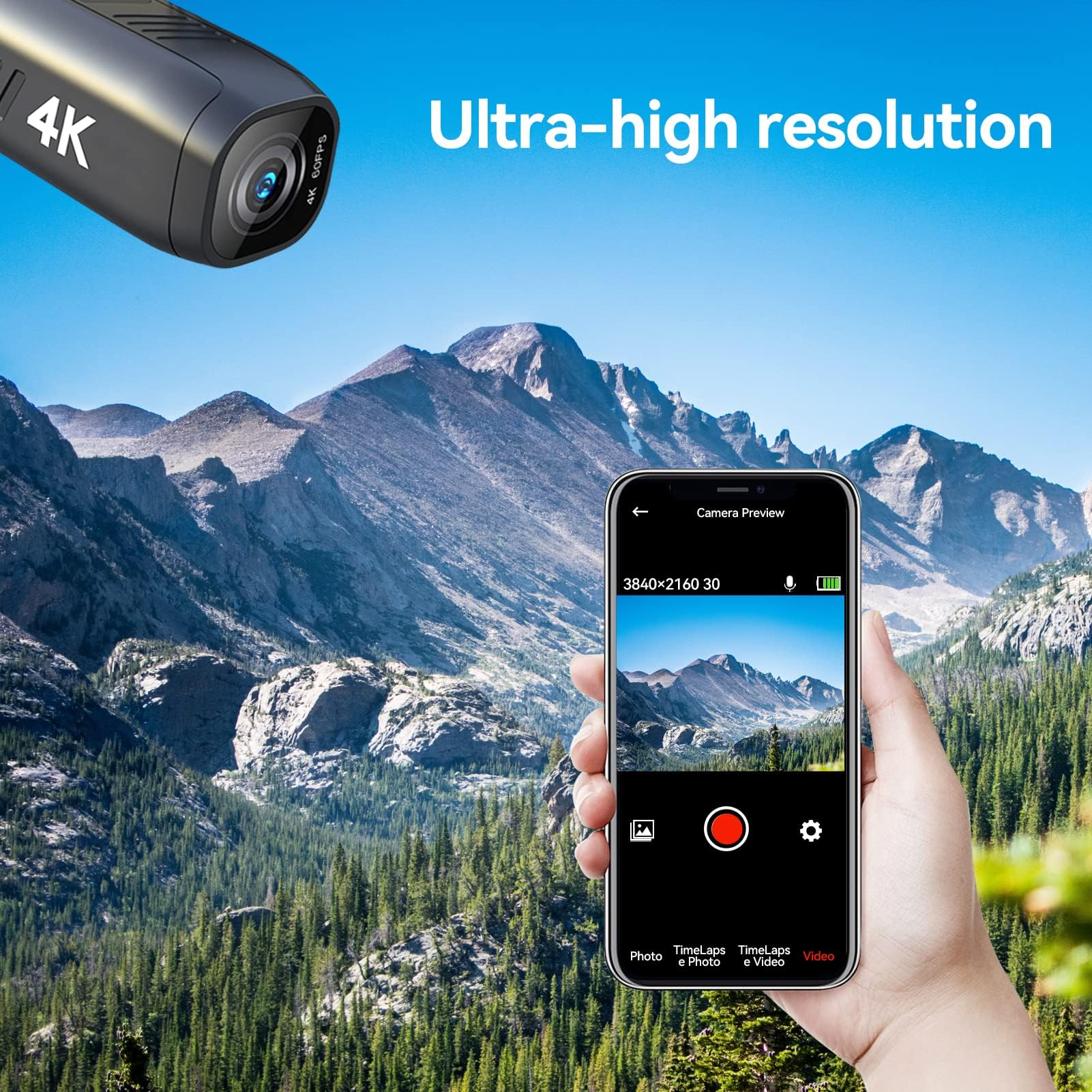 4K WiFi Head Mounted Camera - CAMMHD Hands-Free Wearable Vlog Camcorder with Anti-Shake & 2200mAh Battery, APP Remote Control (64GB) - Perfect for Outdoor Adventures, Sports Recording, Travel Vlogging, and Hands-Free Filming