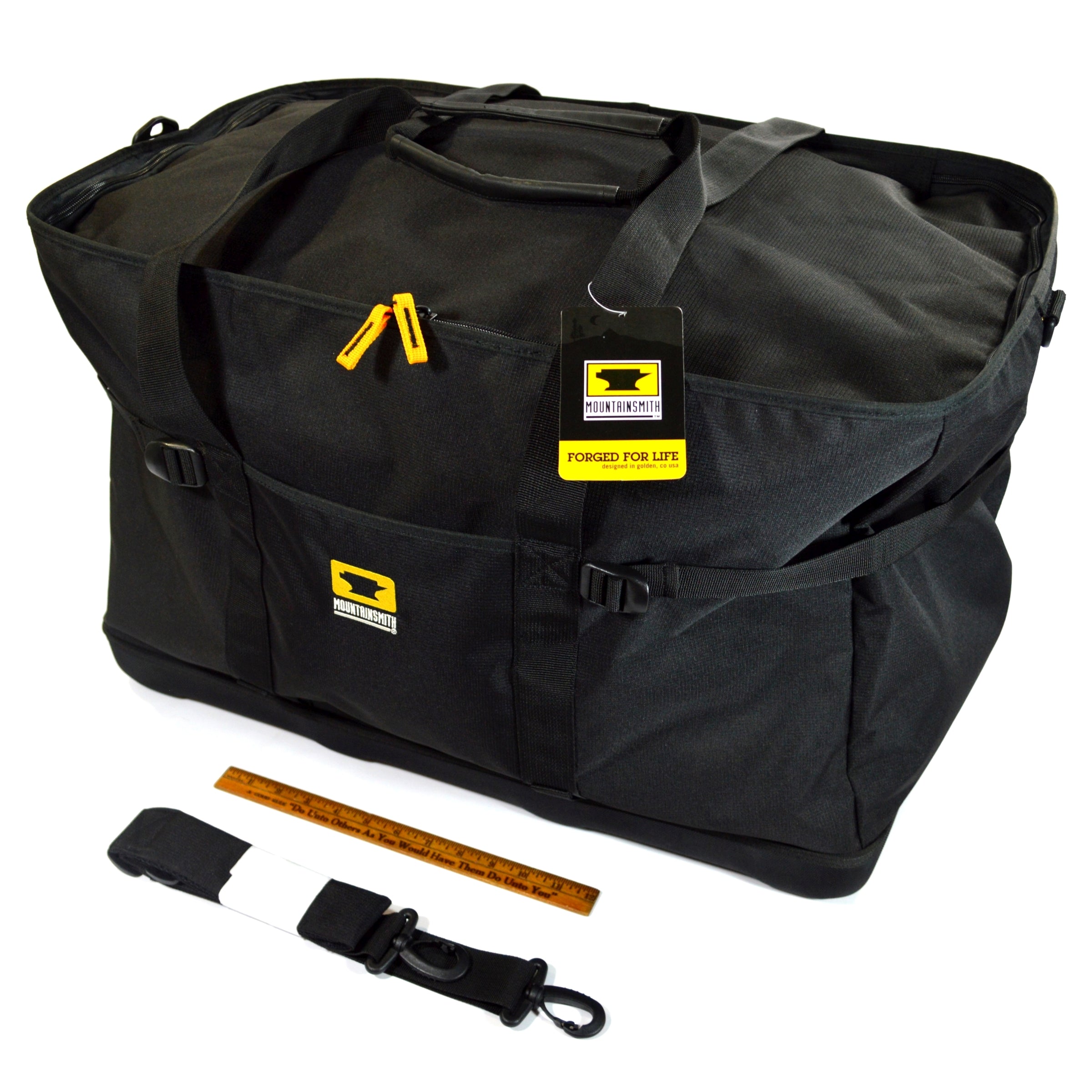MOUNTAINSMITH Large Zip Top Tote Bag 25x15x16 Inches - Black Water-Resistant Shoulder Bag for Travel, Work & Gym - Durable Nylon Carryall with Adjustable Strap