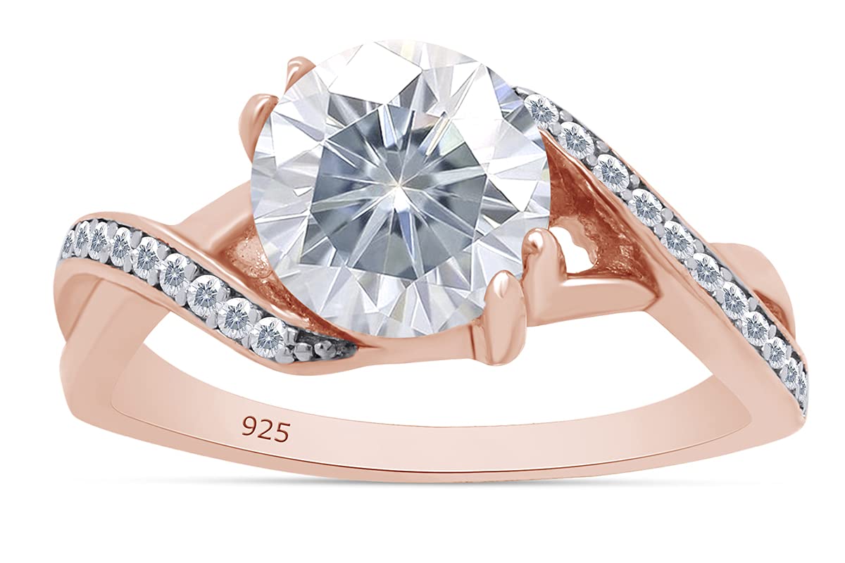 1.2ct Round Cut Lab Created Moissanite Solitaire Infinity Engagement Ring in 14k Gold Over Sterling Silver - Women's Wedding Jewelry & Anniversary Gift for Her - Perfect for Proposals, Valentine's Day & Special Occasions