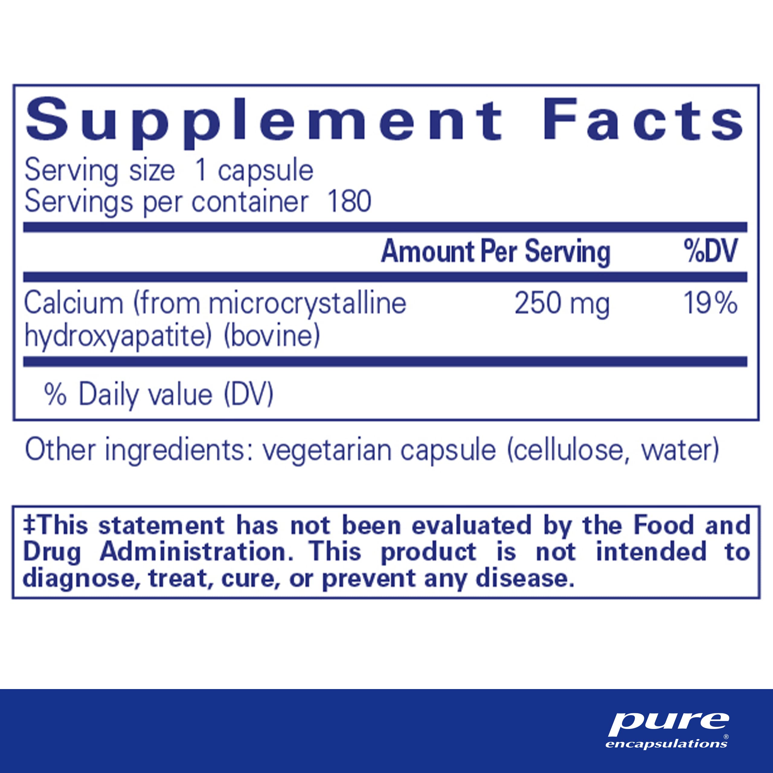 Pure Encapsulations Calcium MCHA 180 Capsules - Hypoallergenic Bone Support Supplement for Adults | Supports Strong Bones & Joint Health | Ideal for Daily Wellness & Active Lifestyles