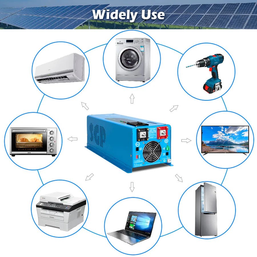 SunGoldPower 6000W 24V Pure Sine Wave Inverter with Charger - Split Phase Power Converter for RVs, Solar Systems & Off-Grid Living