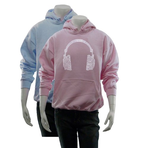 LA POP ART Women's Blue Hoodie - 63 Music Genre Word Art Design | Trendy Graphic Pullover for Casual Wear & Music Lovers