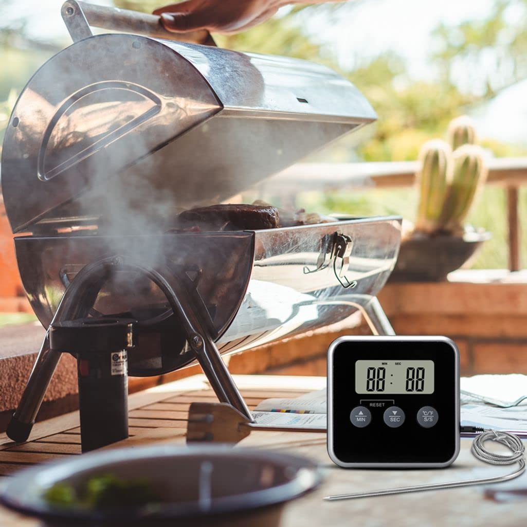 **Wireless BBQ Thermometer with Large LCD Display - High Accuracy Digital Meat Thermometer for Grilling, Smoking & Baking - Dual Probe Cooking Thermometer with Timer for Oven, Grill & Smoker - Perfect for Steak, Turkey & Home Chefs**