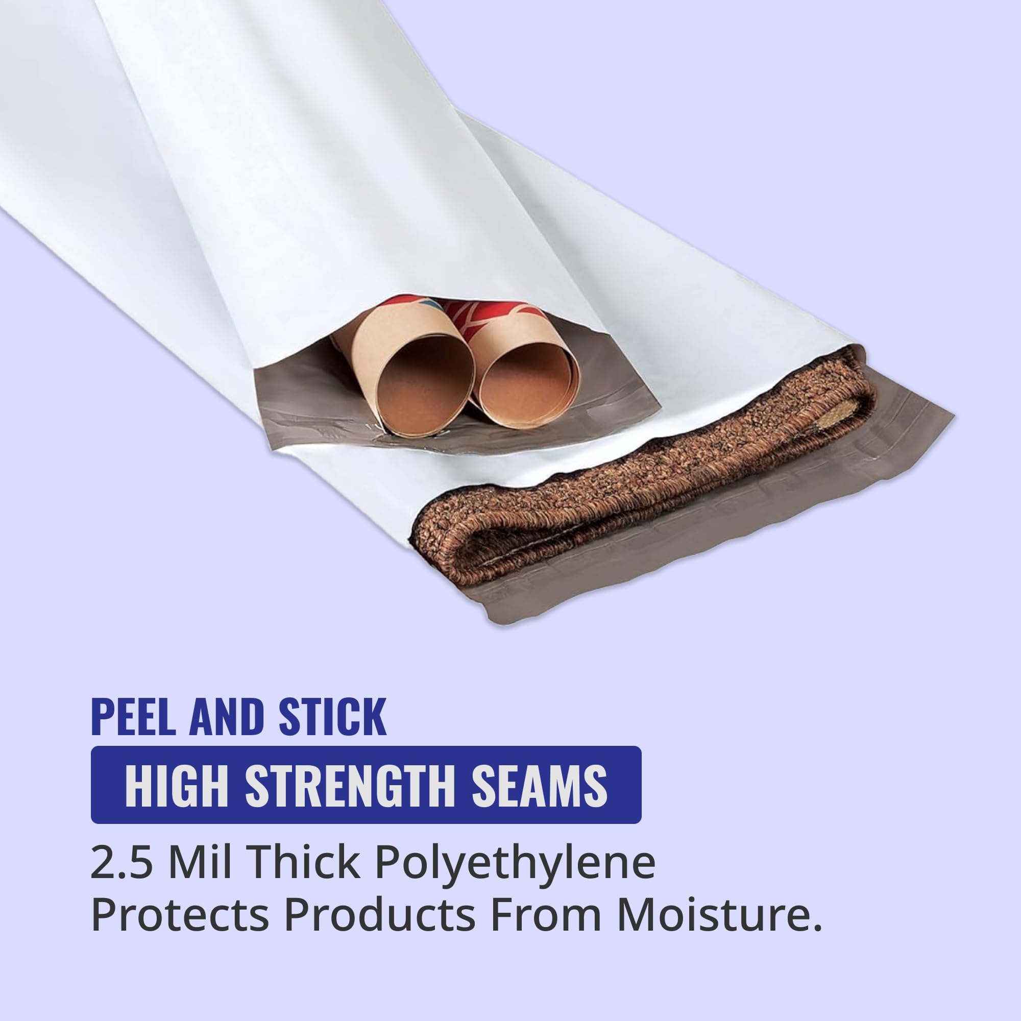 Tape Logic White Long Poly Mailer 13x45 Inches - Pack of 50 | Durable Self-Sealing Plastic Shipping Envelopes for Secure Packaging & Storage | Perfect for Ecommerce, Small Business & Personal Shipping Needs | Great for Clothing, Books & Lightweight Items