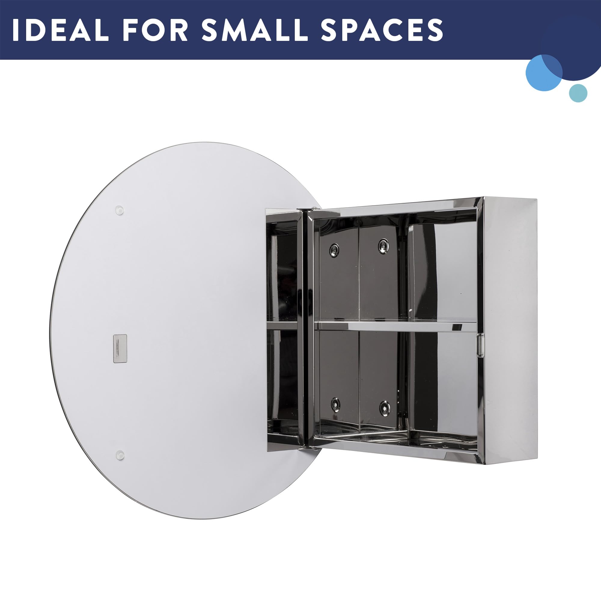 Croydex Severn Stainless Steel Bathroom Mirror Cabinet - Wall Mounted, Space Saving Design for Small Bathrooms - Fully Assembled with Fixed Internal Shelf - 11 x 50 x 50cm - Perfect for Modern Bathrooms, Powder Rooms & Compact Spaces