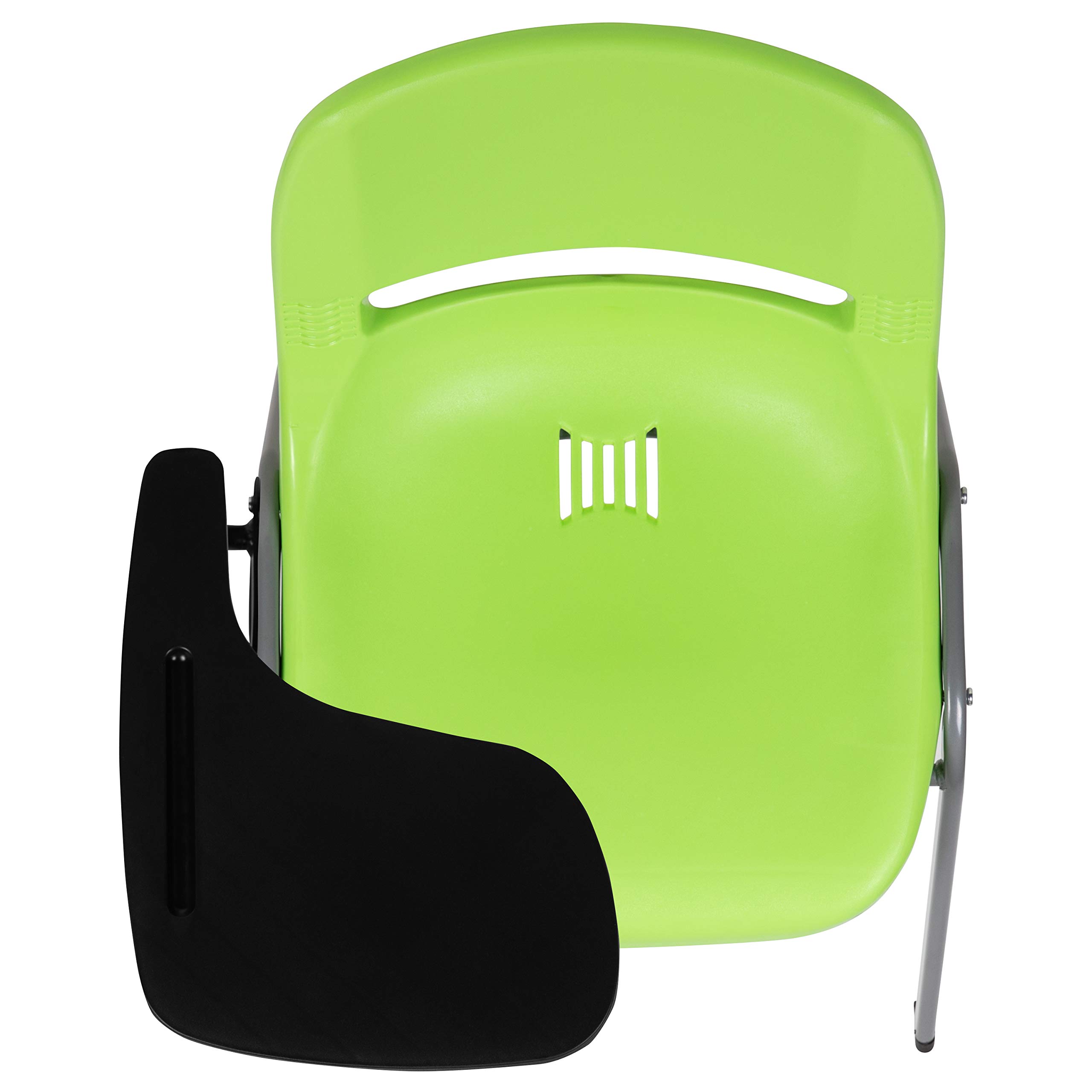 EMMA + OLIVER Green Ergonomic Shell Chair with Right-Handed Flip-Up Tablet Arm - Comfortable Office Desk Chair for Home & Work - Perfect for Conference Rooms, Study Areas & Small Spaces