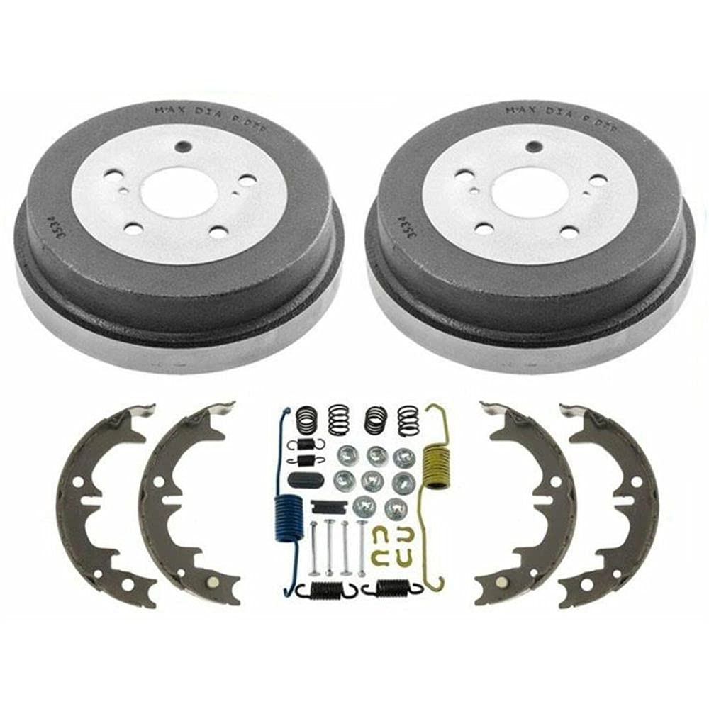 High-Quality Non-Asbestos Organic Brake Drum & Shoe Set Kit - Rear Left Driver & Right Passenger Side with Springs - Compatible with Toyota Camry (1992-2005) & Solara (2002-2003) - Plain-Rotor Style - Perfect for Smooth Braking & Vehicle Maintenance