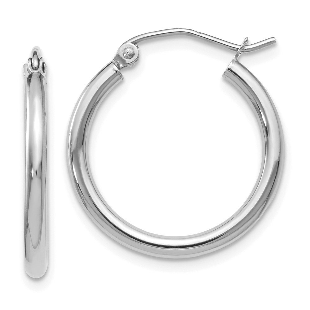 10K White Gold Hinged Tube Hoop Earrings - 20mm x 21mm | Classic Dainty Everyday Jewelry for Women | Perfect for Work, Date Night & Special Occasions