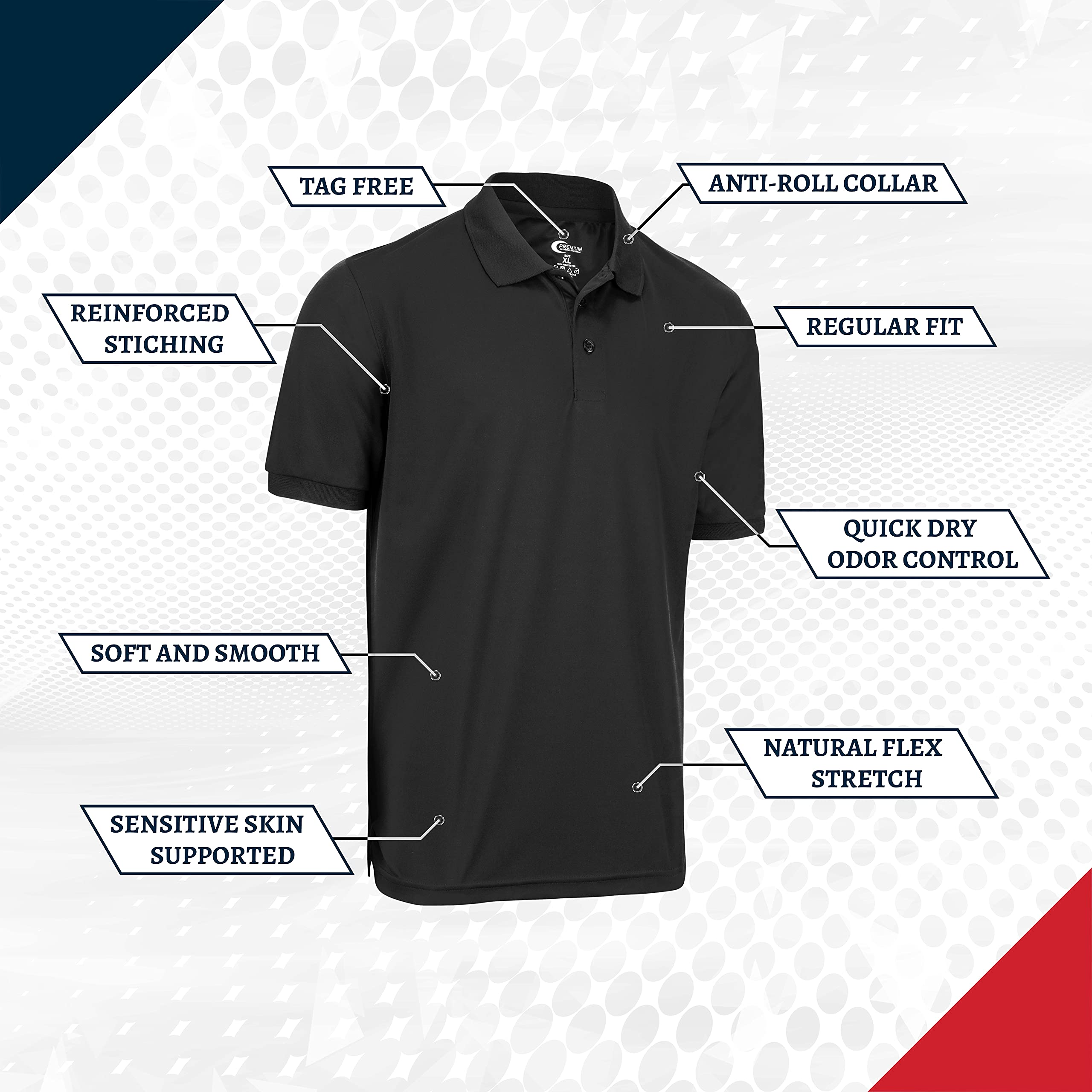 Premium Moisture-Wicking Men's Polo Shirt - Breathable Quick-Dry Performance Golf & Casual Wear for Active Lifestyles